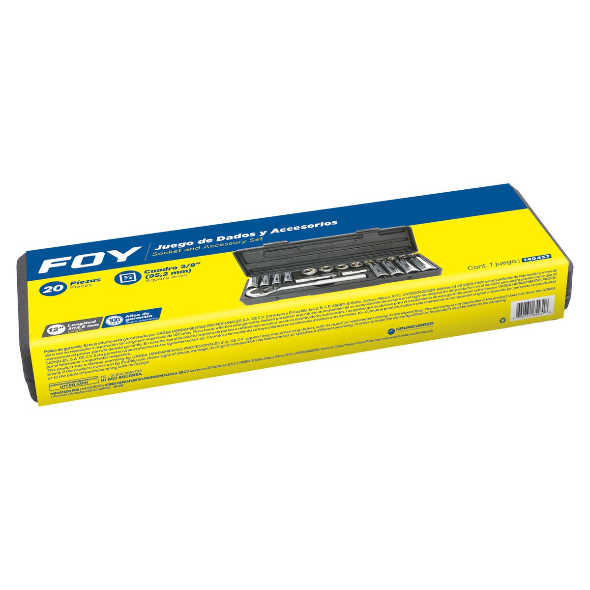 Juego de dados y accesorios cuadro de 3/8" métrico, 20 piezas Foy - Imagen 2
