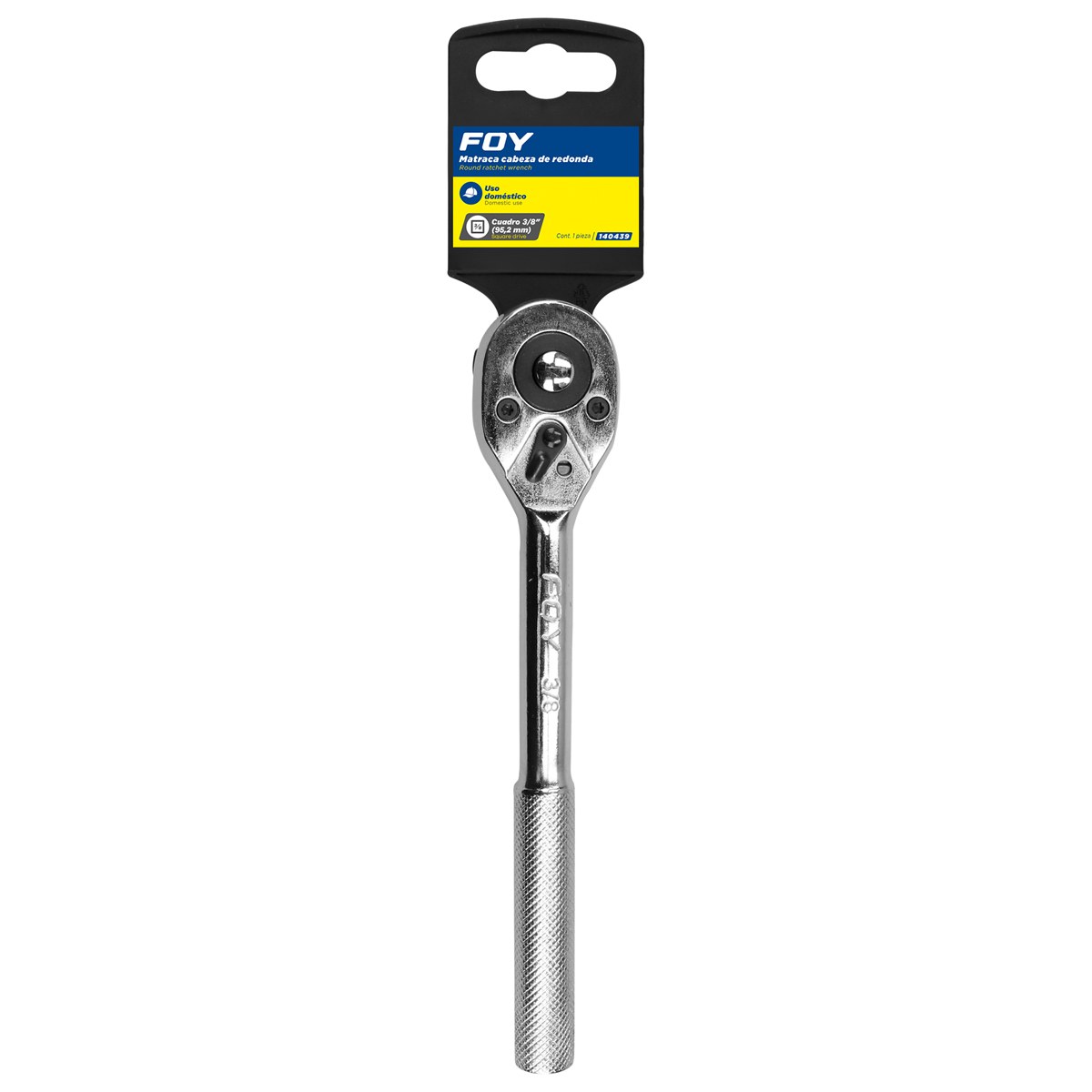 Matraca reversible cromada, para dado cuadro de 3/8" Foy - Imagen 2