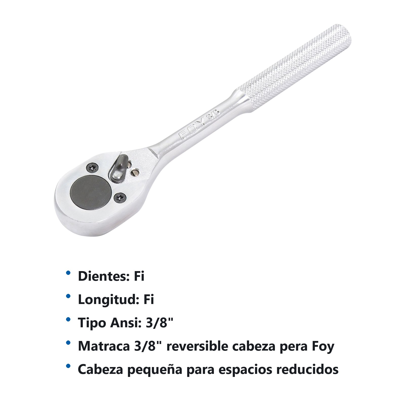 Matraca reversible cromada, para dado cuadro de 3/8" Foy - Imagen 3