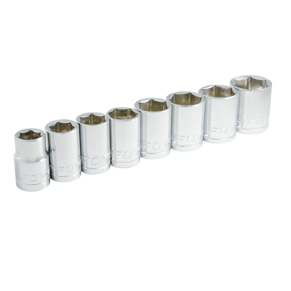 Juego de dados cuadro de 1/2", 6 puntas, en pulgadas, 8 piezas Foy