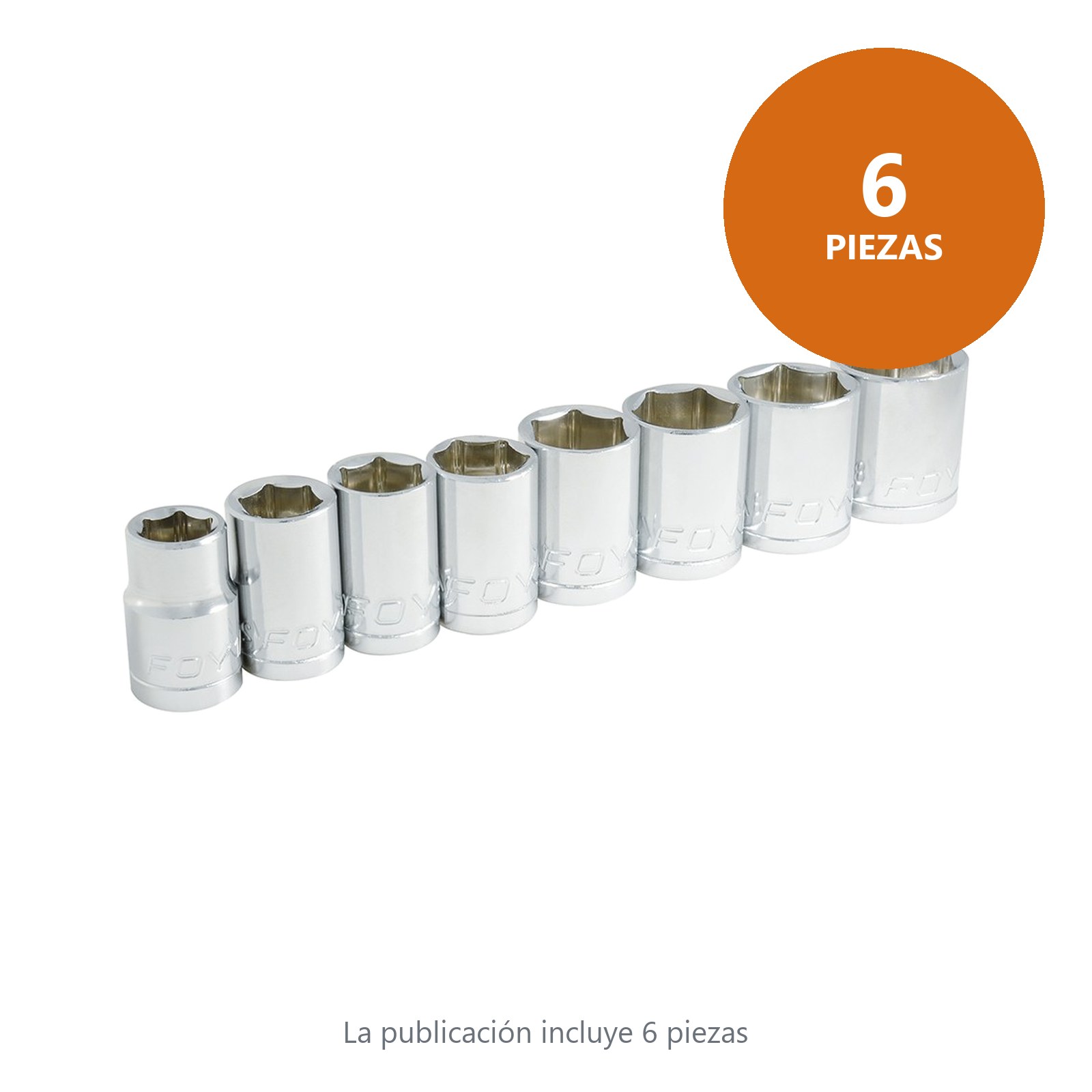 Juego de dados cuadro de 1/2", 6 puntas, en pulgadas, 8 piezas Foy - Imagen 3