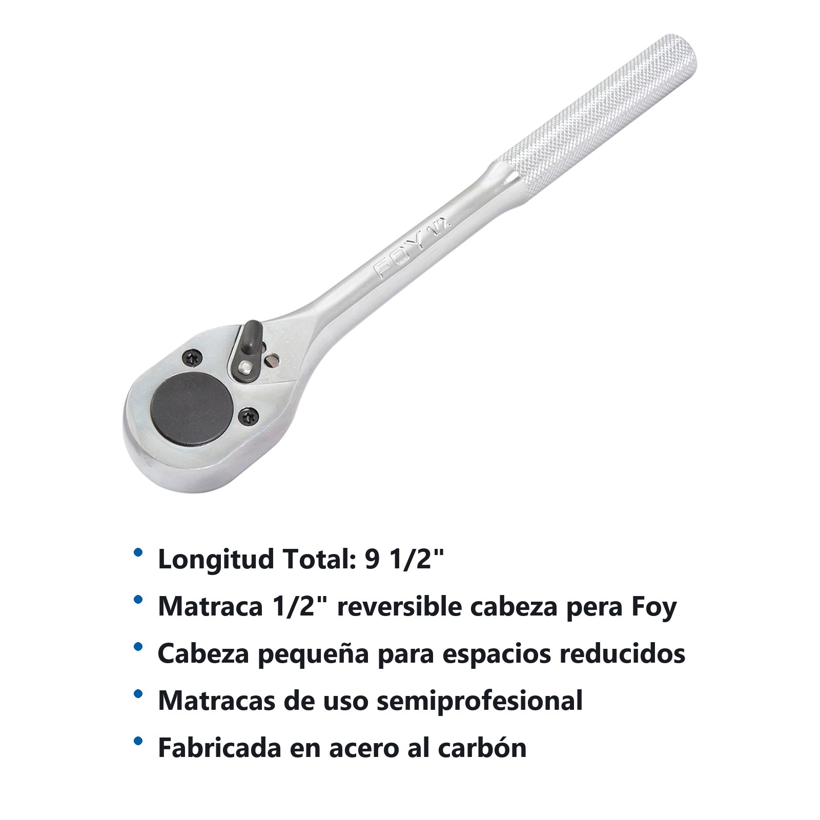 Matraca reversible cromada, para dado cuadro de 1/2" Foy - Imagen 2