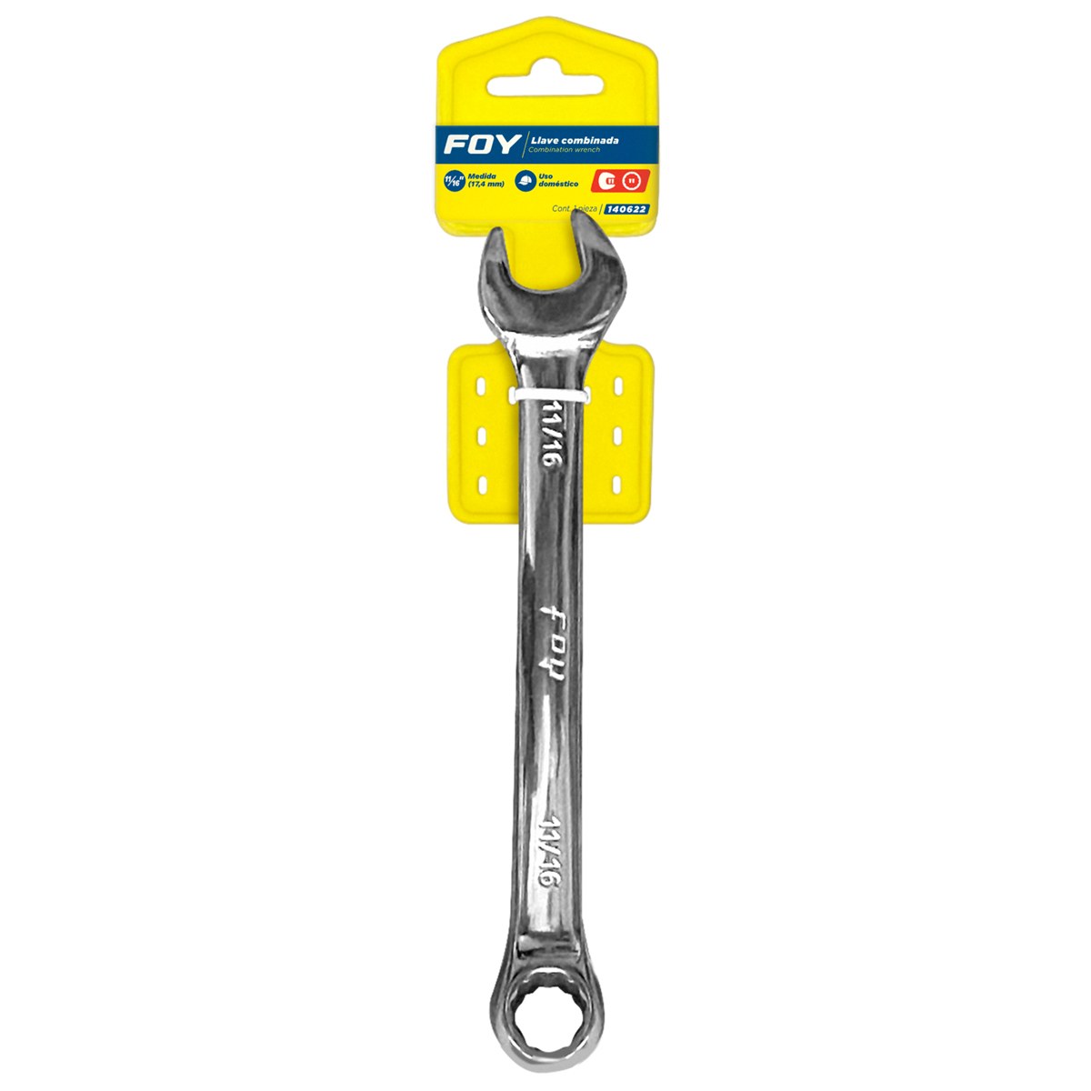 Llave combinada pulido espejo en pulgadas, 12 puntas, 11/16" Foy - Imagen 2