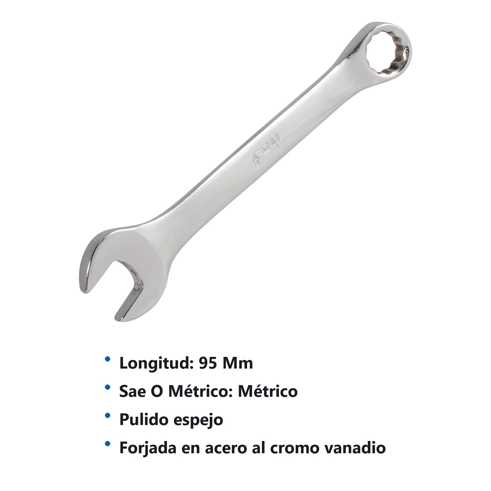 Llave combinada pulido espejo métrica, 12 puntas, 6 mm Foy - Imagen 3