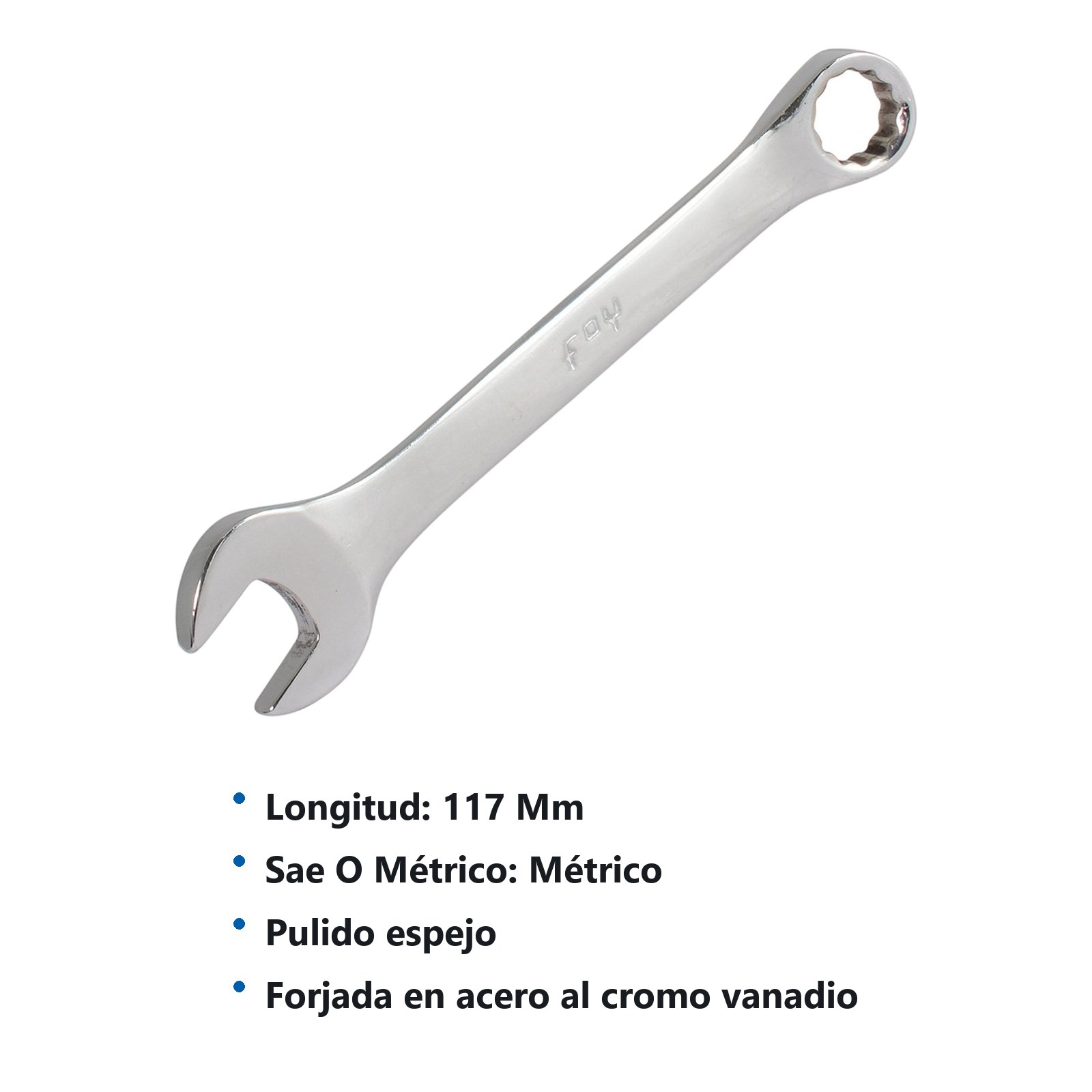 Llave combinada pulido espejo métrica, 12 puntas, 10 mm Foy - Imagen 3