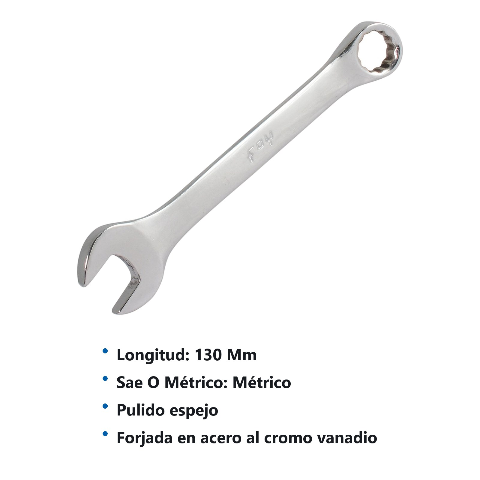 Llave combinada pulido espejo métrica, 12 puntas, 11 mm Foy - Imagen 3