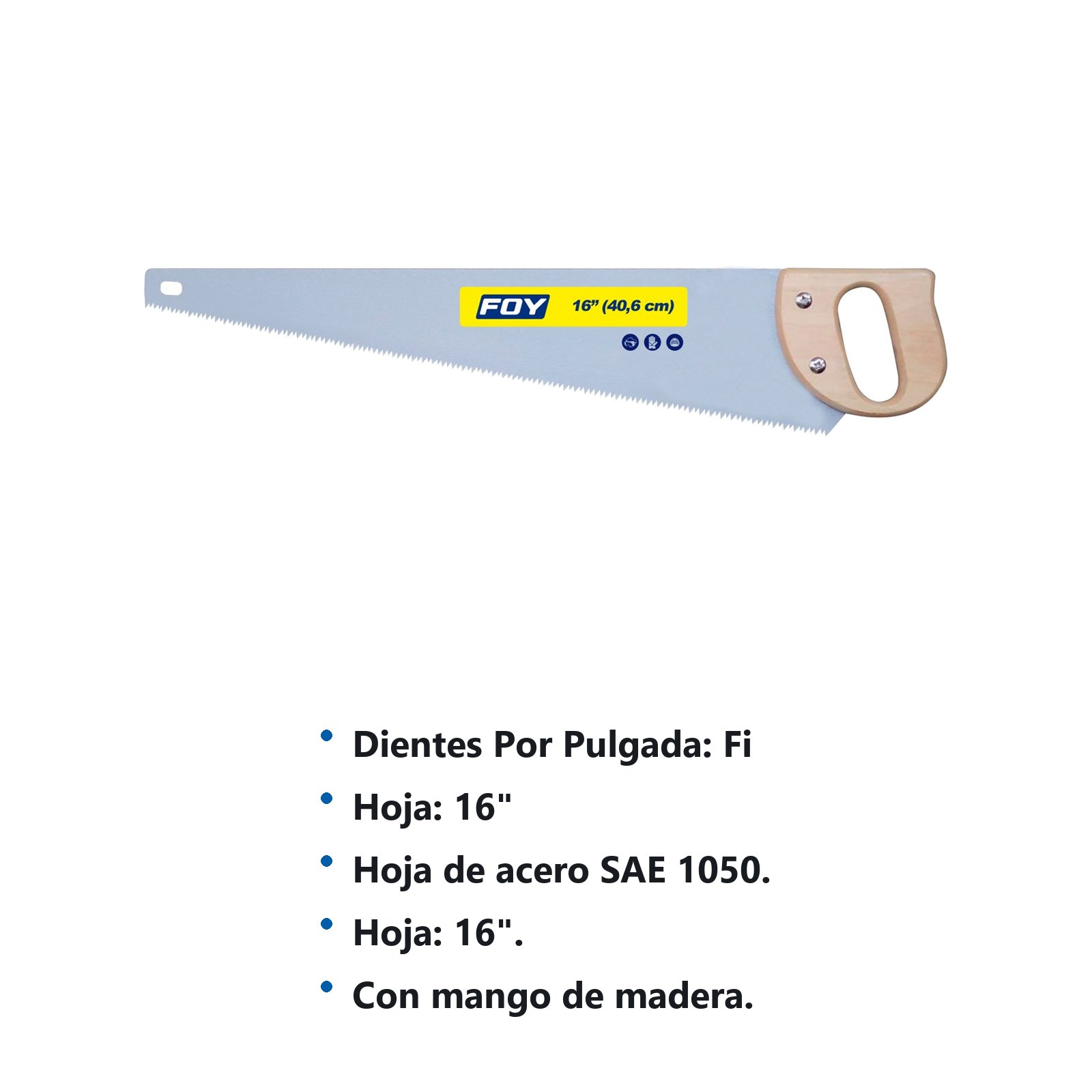 Serrucho con mango de madera de 16" Foy - Imagen 3