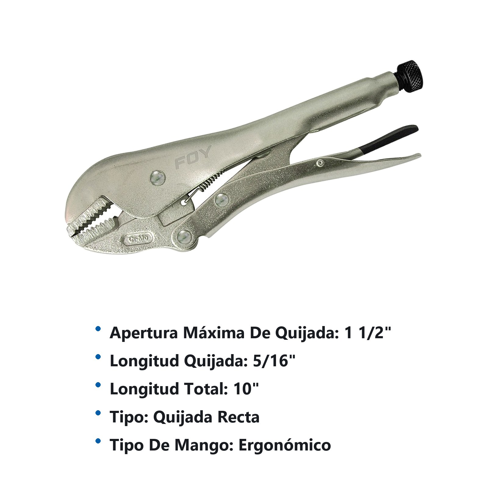 Pinza de presión de 10" quijada recta Foy - Imagen 2