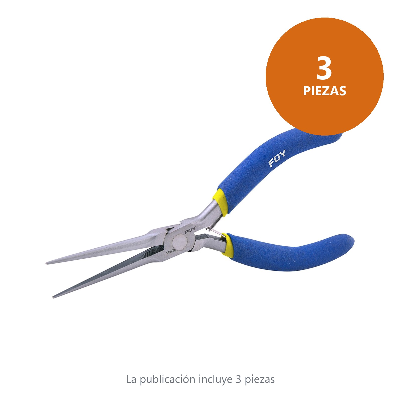 Mini pinza para electrónica con mango de vinil de 5-3/4", punta aguja Foy - Imagen 3