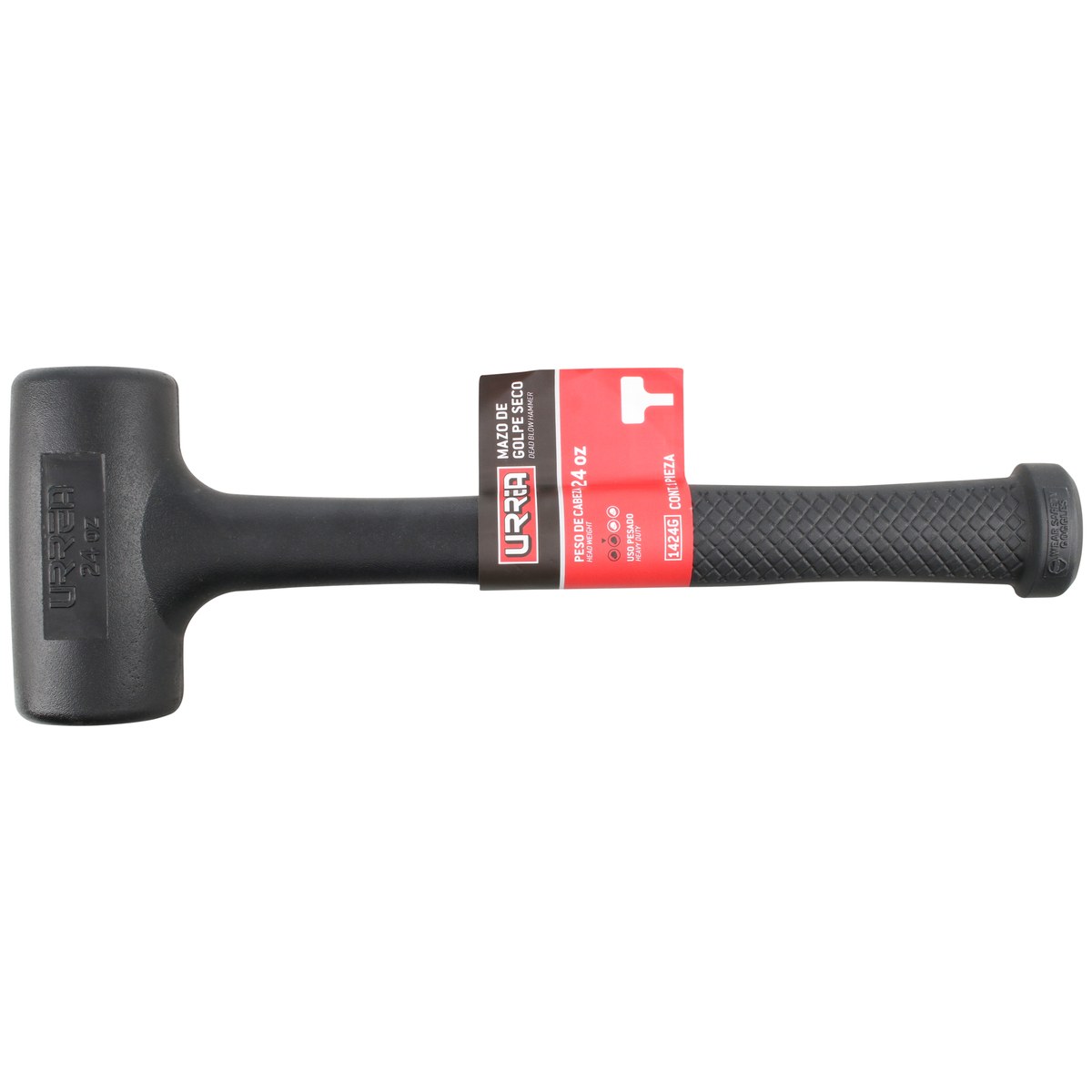 Mazo de golpe seco tapas fijas de alto impacto con mango Rubber grip de 10-5/64", 24 oz Urrea - Imagen 3