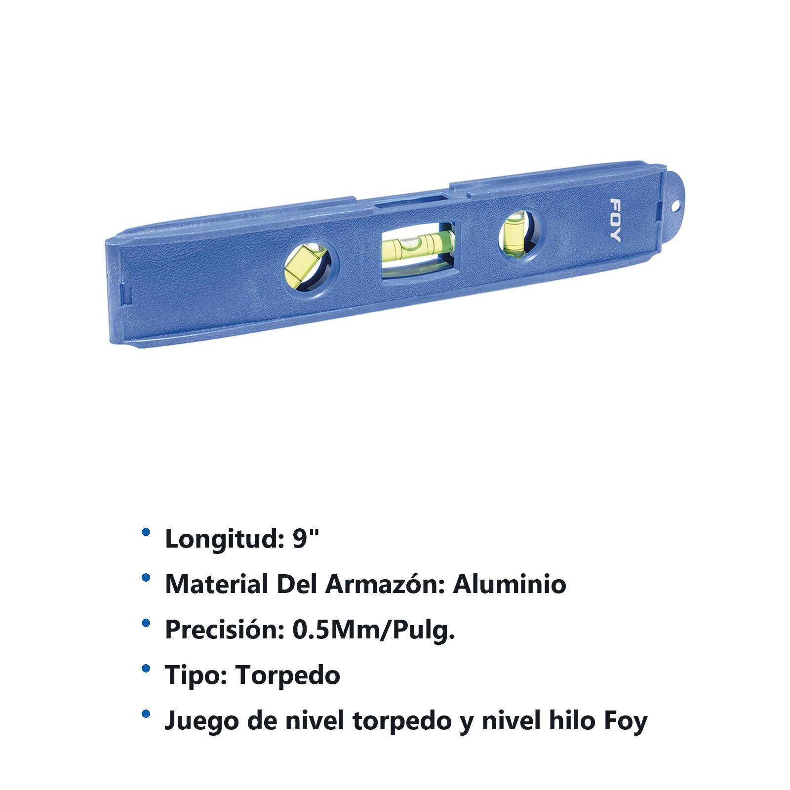 Nivel torpedo magnético 9" y nivel de hilo, 2 piezas Foy - Imagen 3