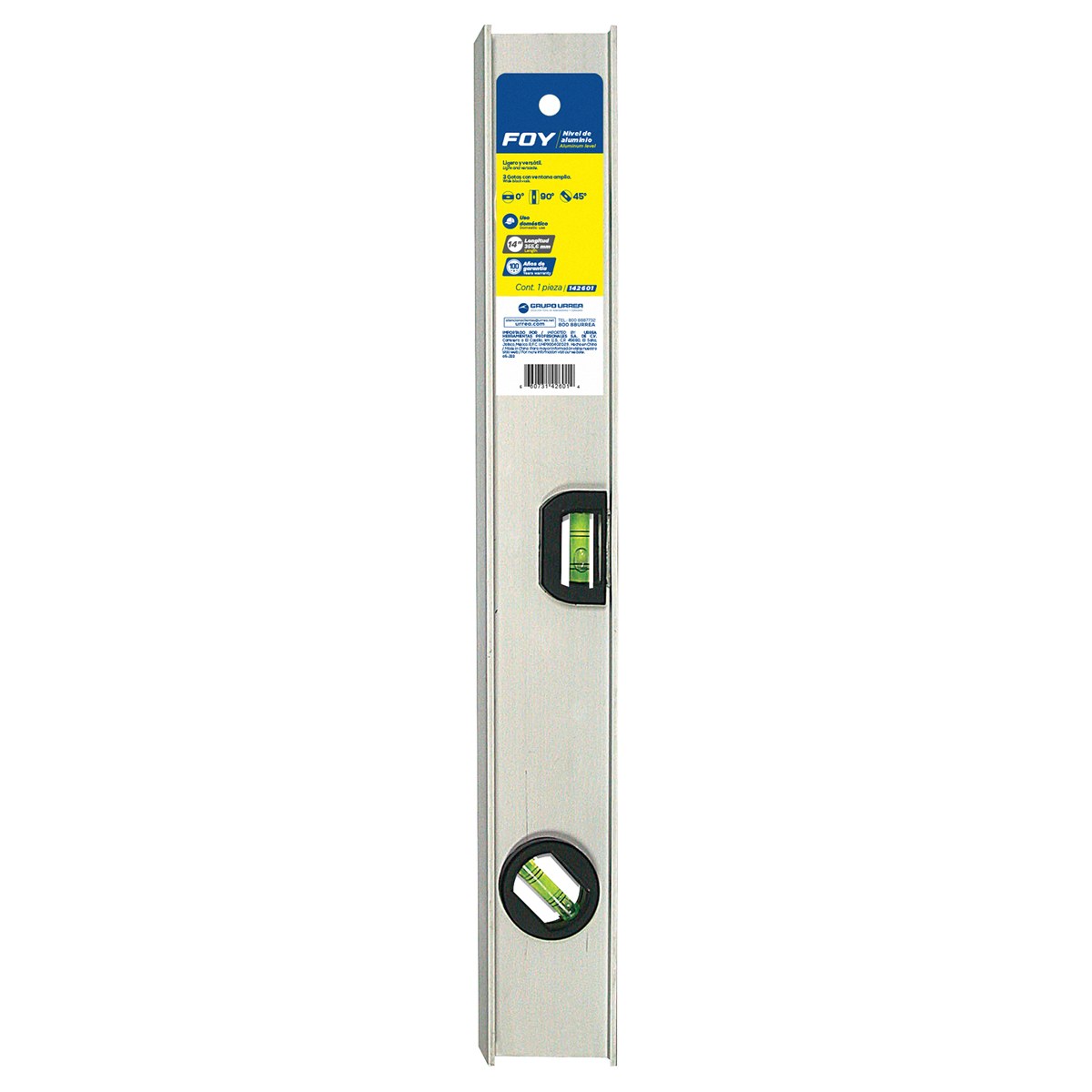 Nivel 3 gotas 14" de aluminio Foy - Imagen 2