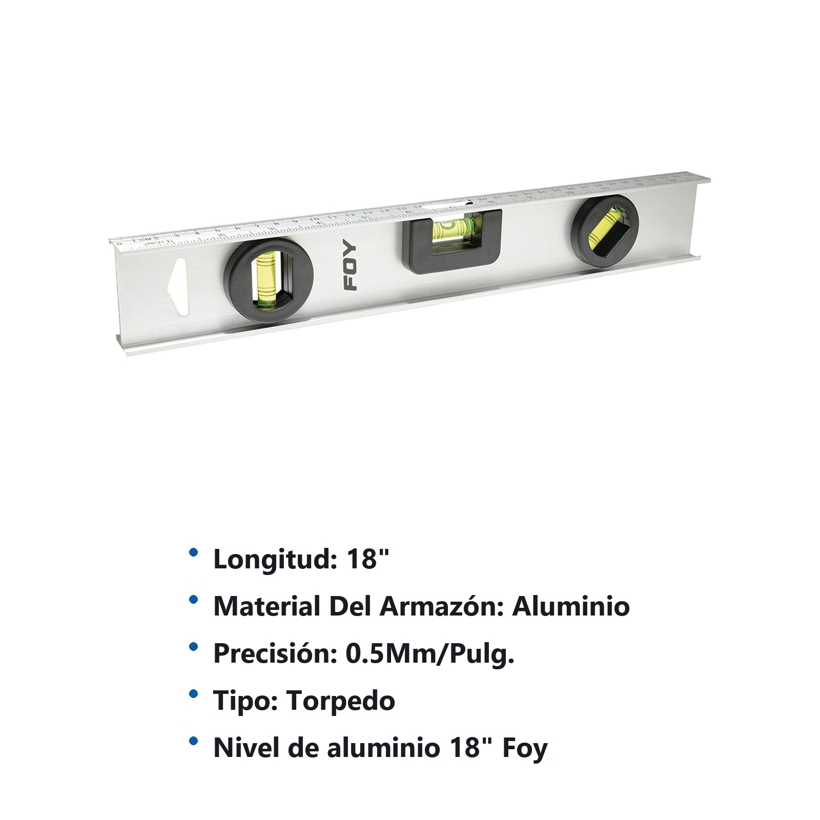 Nivel 3 gotas 18" de aluminio Foy - Imagen 2