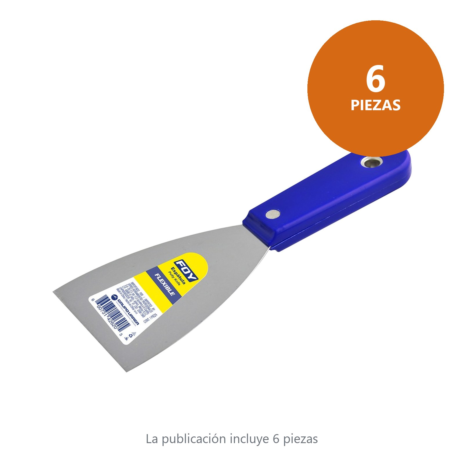 Espátula flexible de acero de alto carbón con mango plástico 4" Foy - Imagen 2