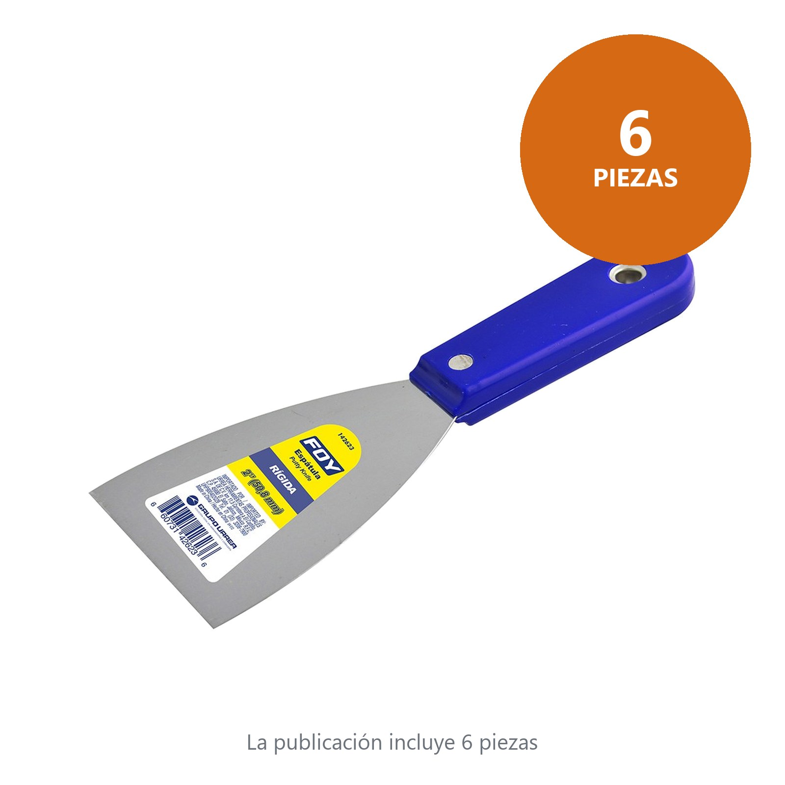 Espátula rígida de acero de alto carbón con mango plástico 2" Foy - Imagen 2