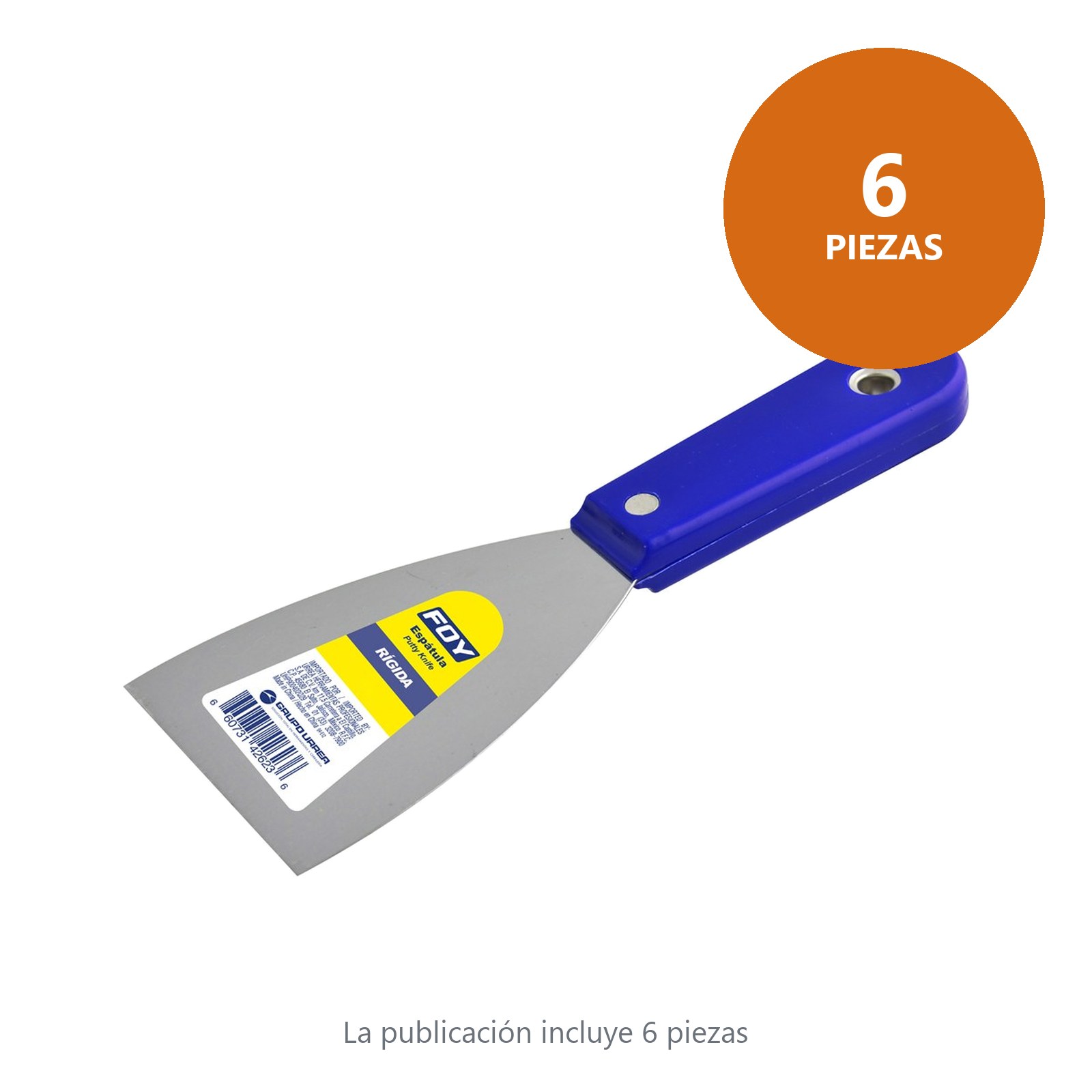 Espátula rígida de acero de alto carbón con mango plástico 3" Foy - Imagen 2