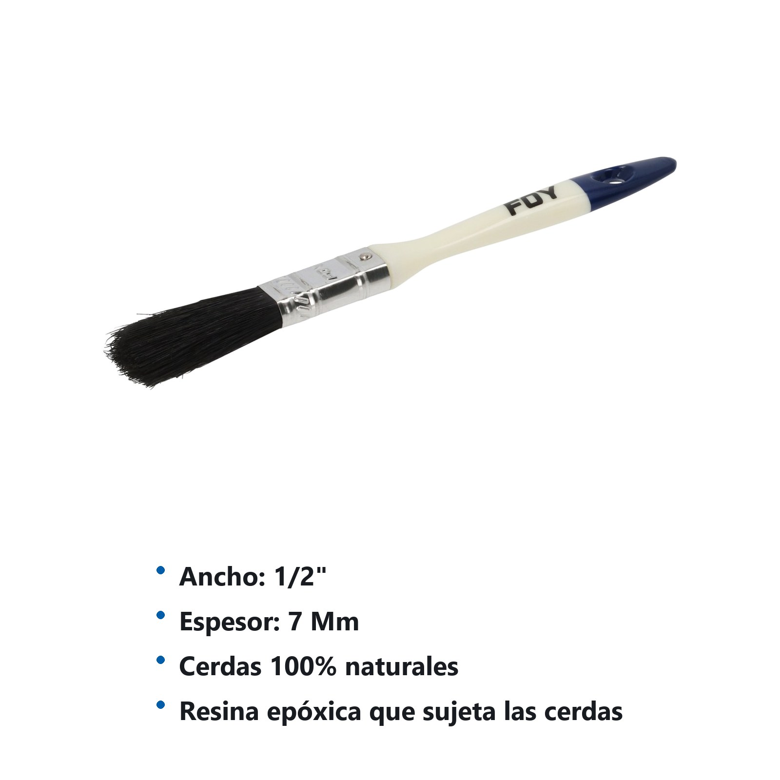 Brocha de cerdas naturales con mango plástico 1/2" Foy - Imagen 3
