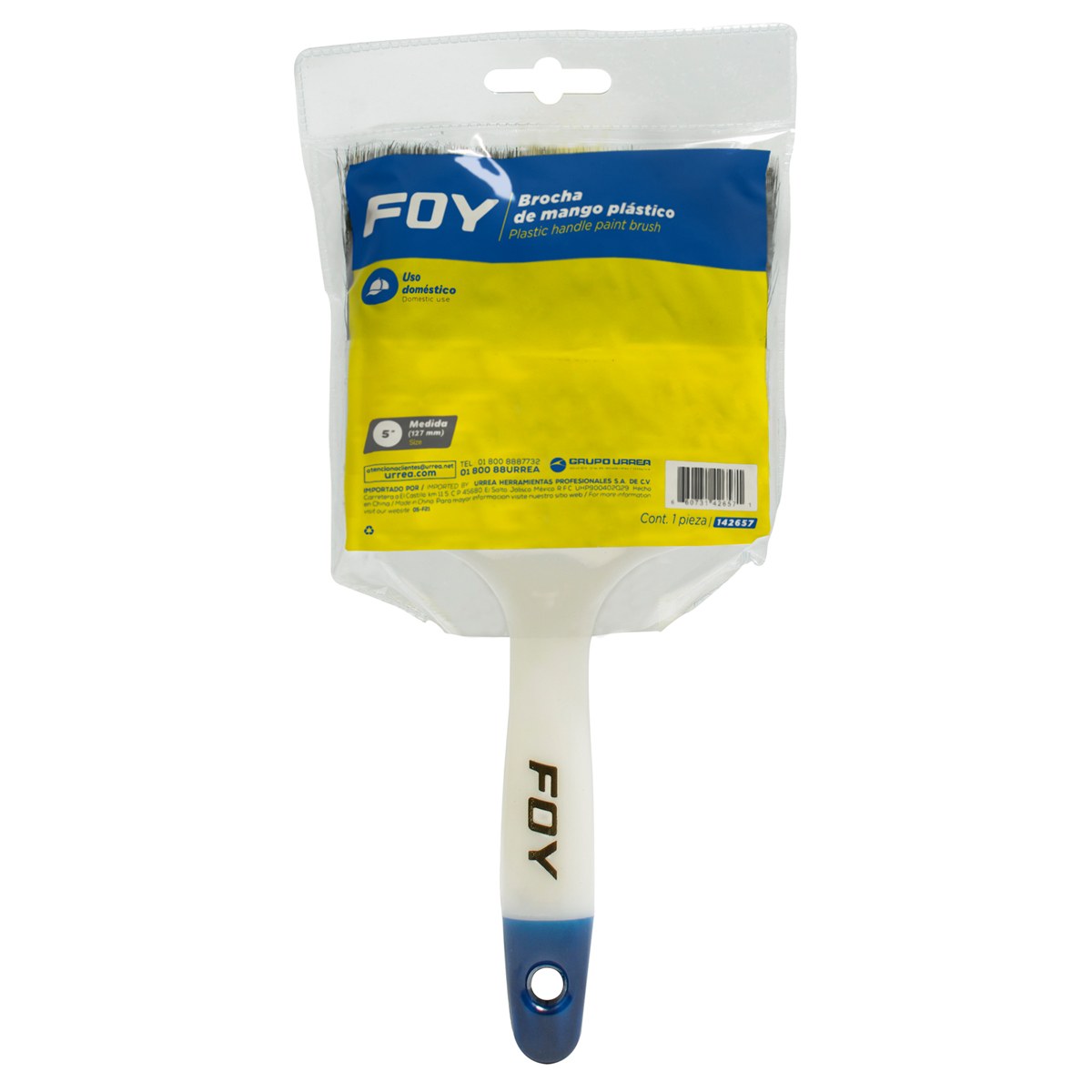 Brocha de cerdas naturales con mango plástico 4" Foy - Imagen 2