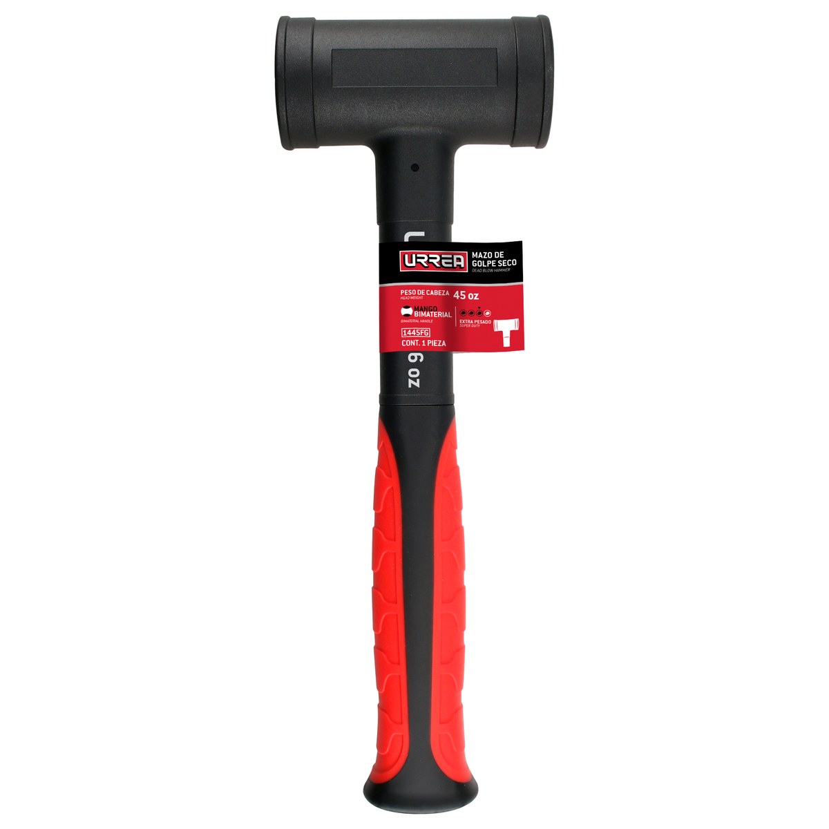 Mazo de golpe seco tapas fijas con mango Rubber grip de 10-1/8", 26 oz Urrea