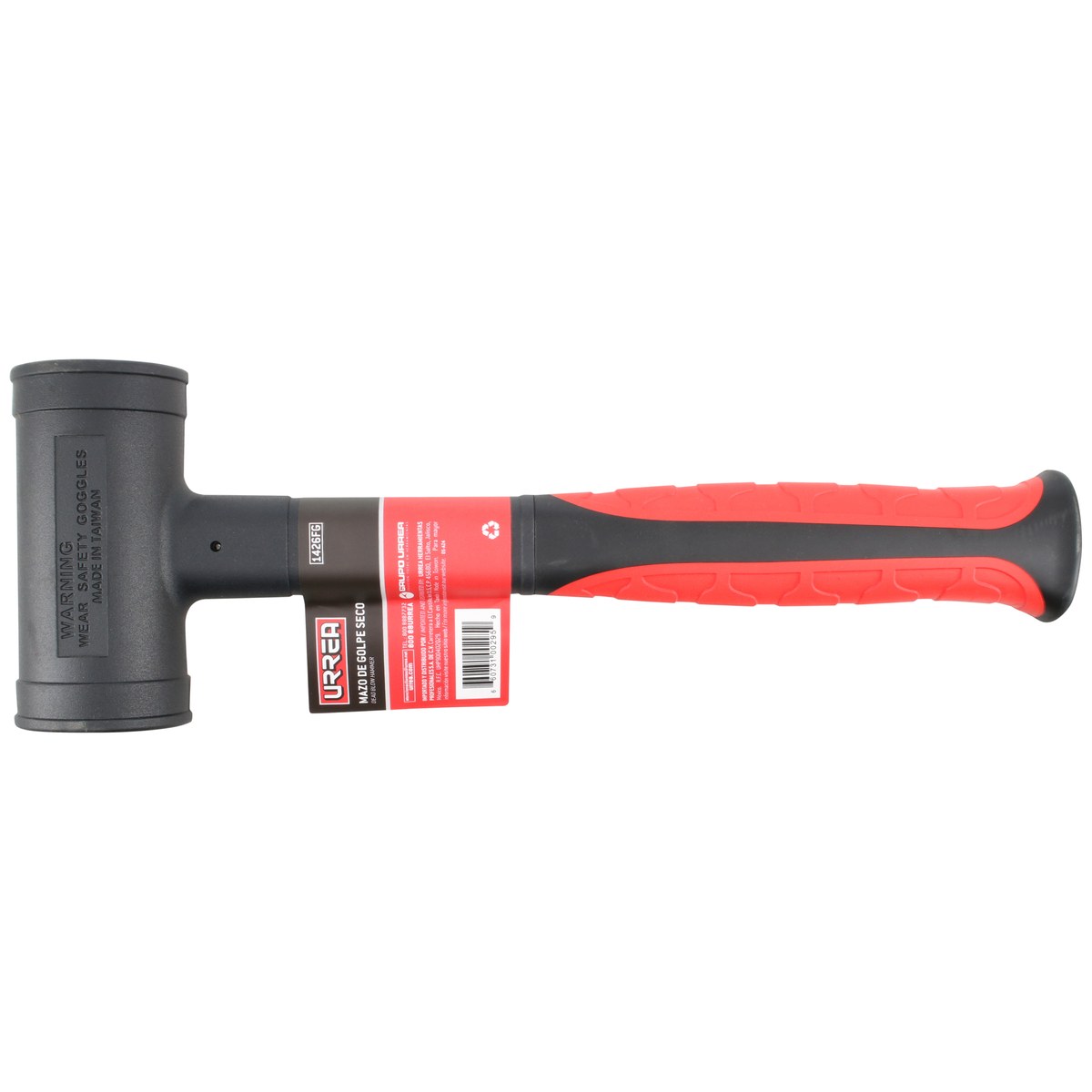 Mazo de golpe seco tapas fijas con mango Rubber grip de 10-1/8", 26 oz Urrea - Imagen 4