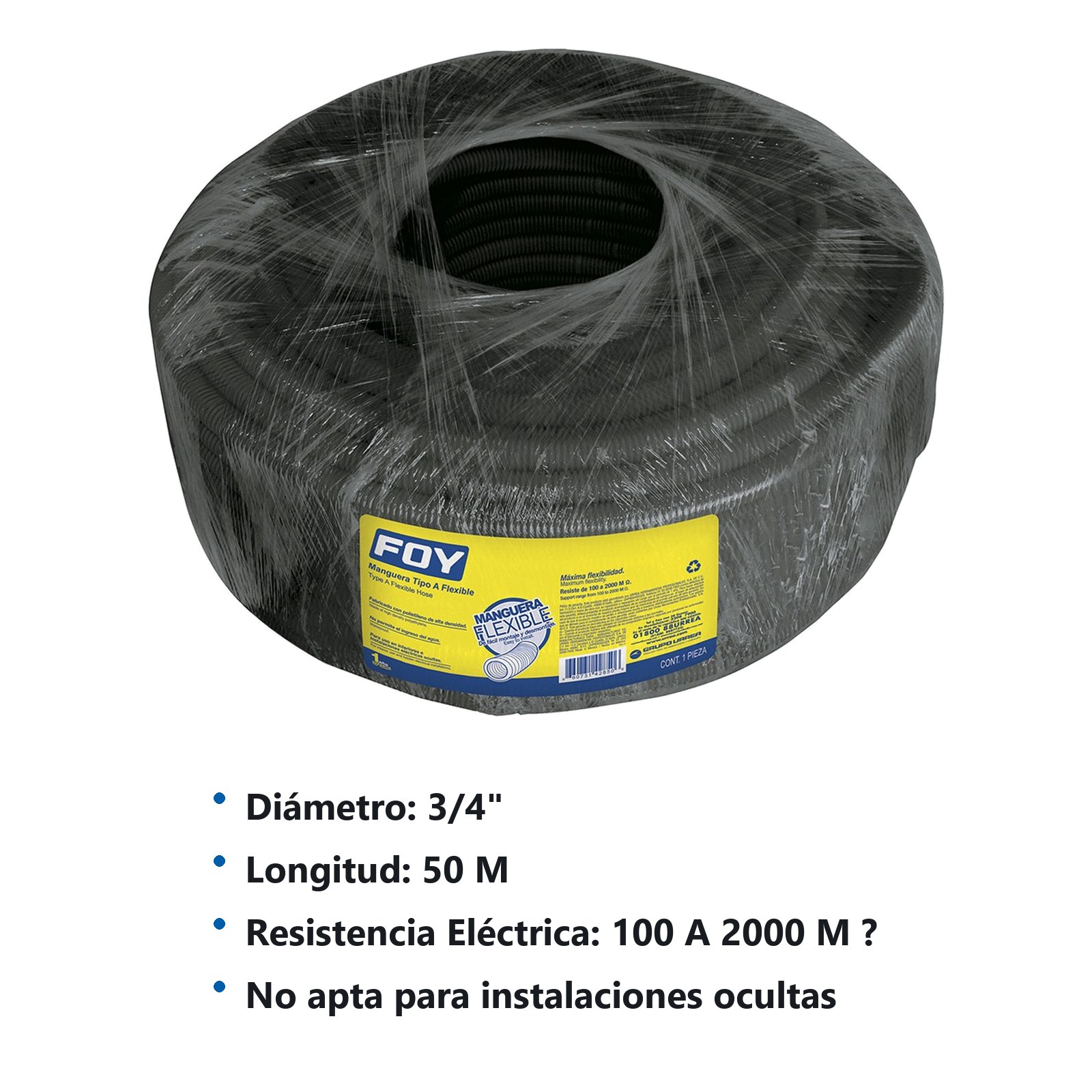 Manguera flexible para cable, reforzada 3/4" 50 m Foy - Imagen 2