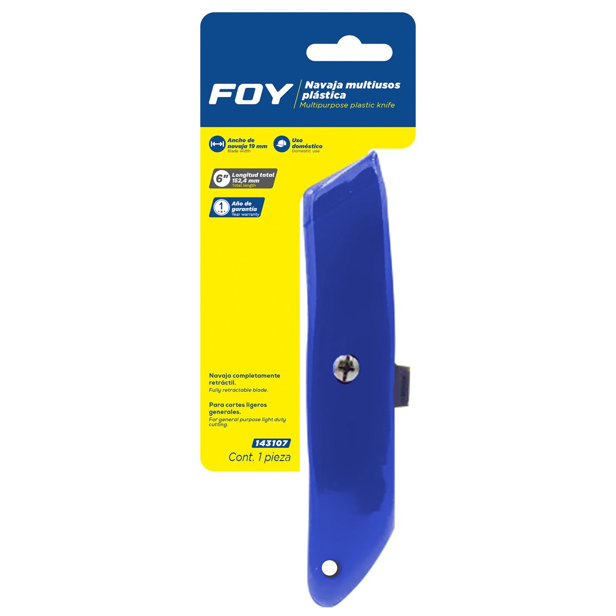 Navaja utilitaria retráctil multiusos de 6" Foy - Imagen 2