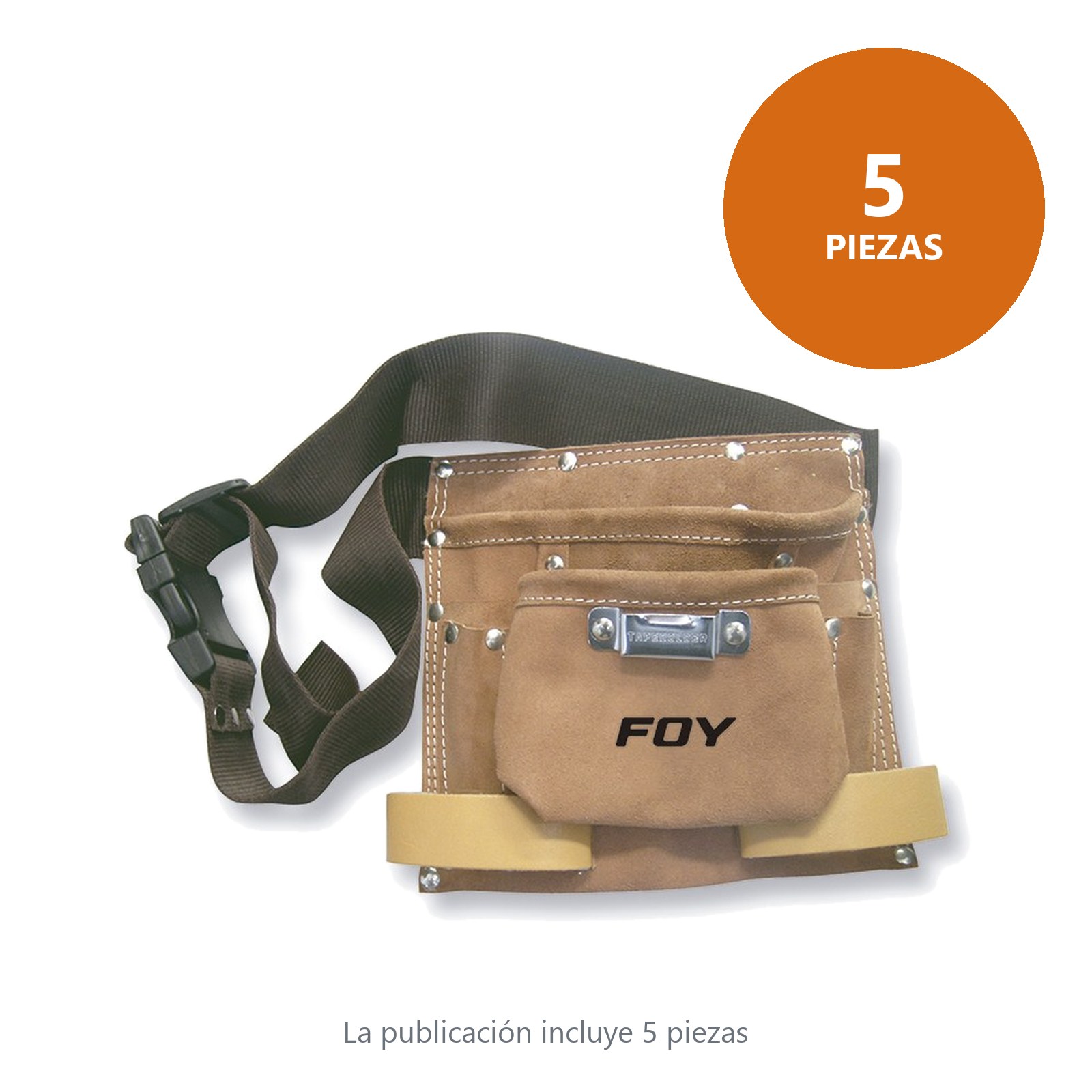 Portaherramientas de carnaza con cinturón, 2 bolsillos Foy - Imagen 3