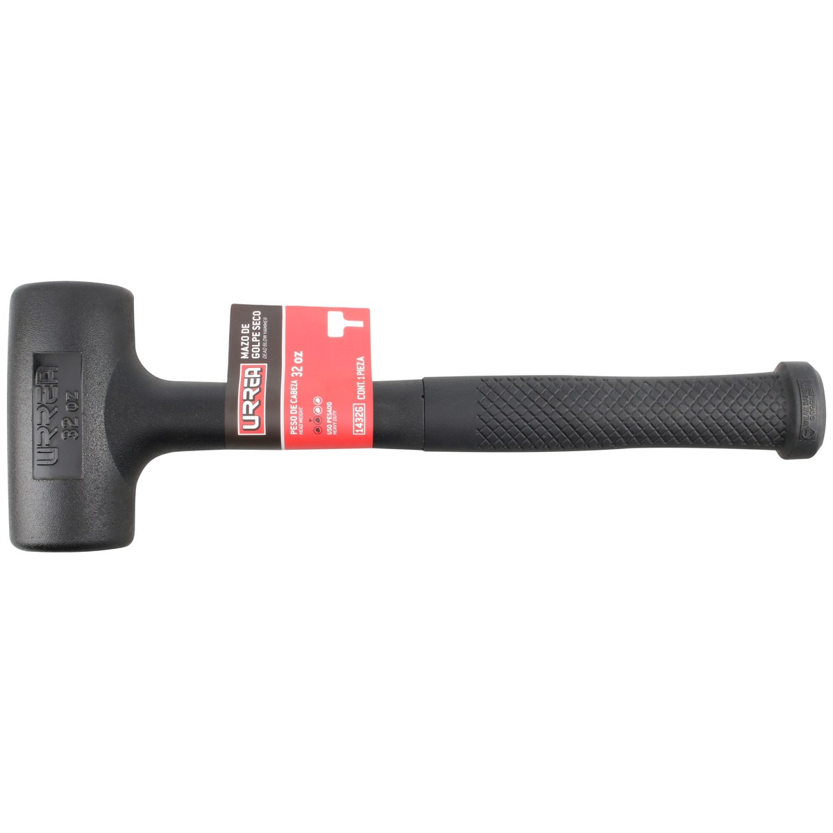 Mazo de golpe seco tapas fijas de alto impacto con mango Rubber grip de 11-29/64", 32 oz Urrea - Imagen 3