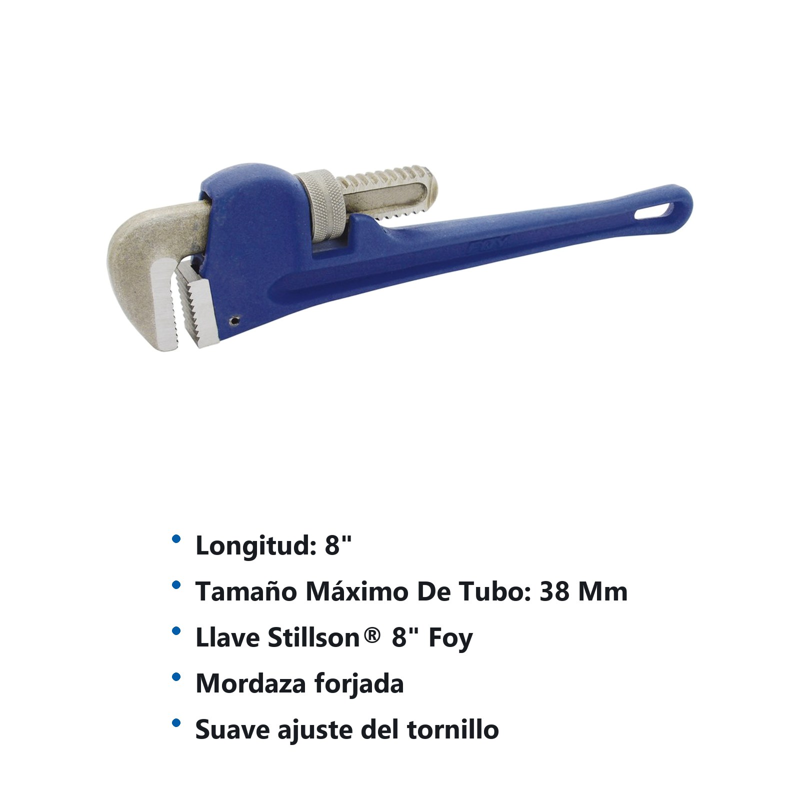 Llave stillson de hierro maleable de 8" Foy - Imagen 2