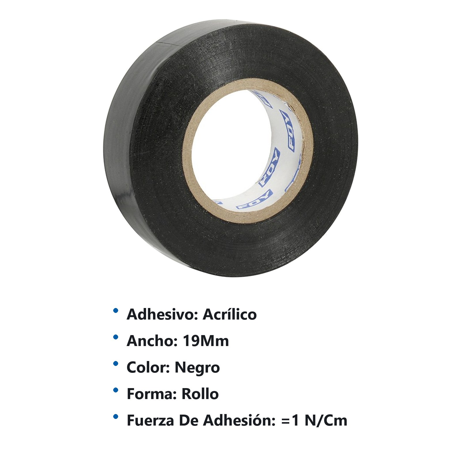 Cinta para aislar negra 19 mm x 18 m Foy - Imagen 3