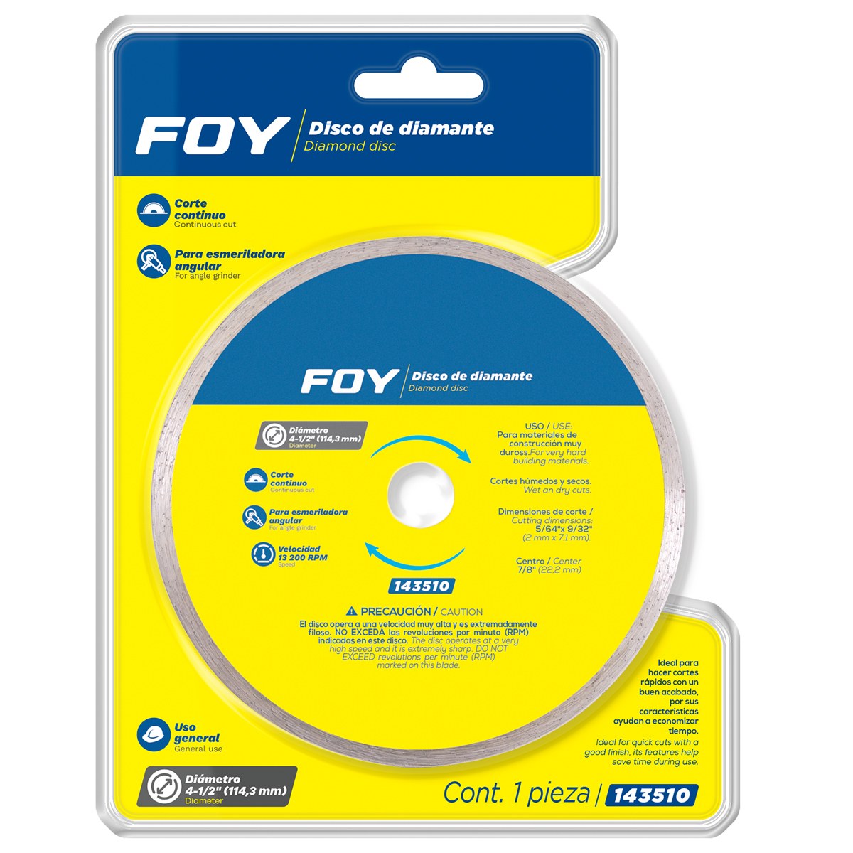 Disco de diamante continuo, 4-1/2" Foy - Imagen 2