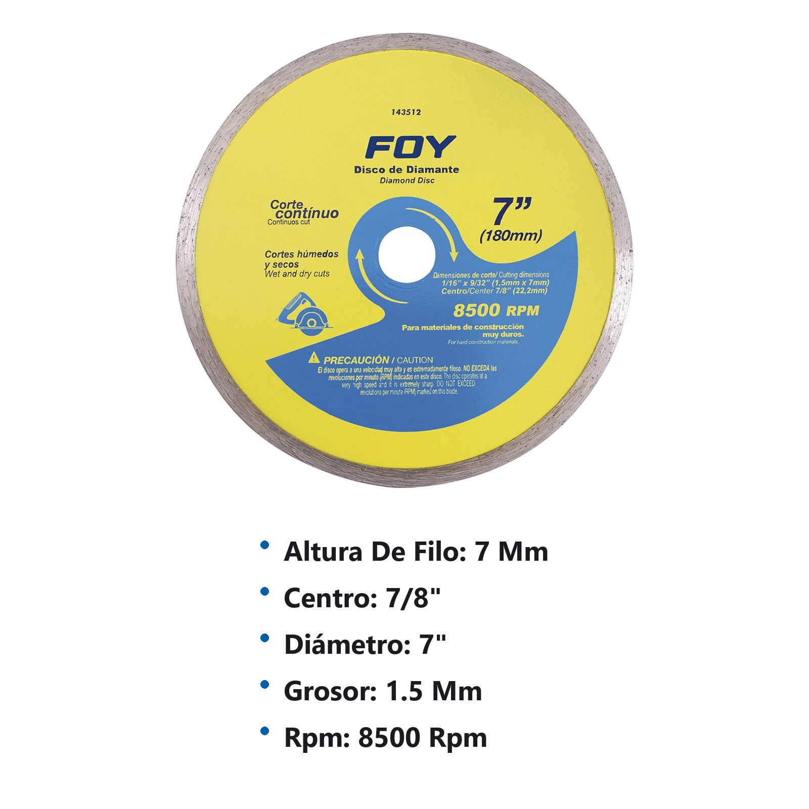 Disco de diamante continuo, 7" Foy - Imagen 2
