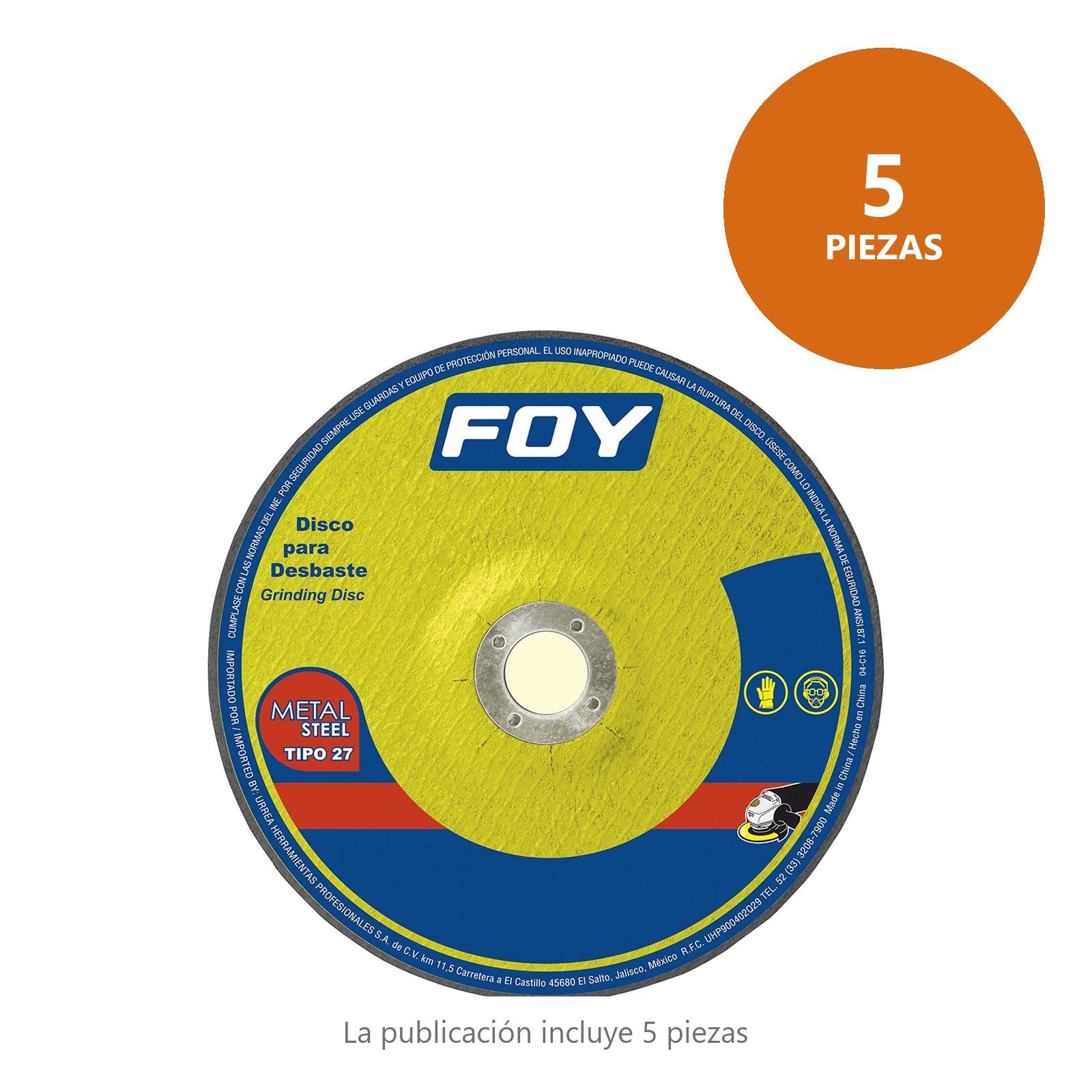 Disco abrasivo tipo 27 para metal 7" x 3 mm Foy - Imagen 2