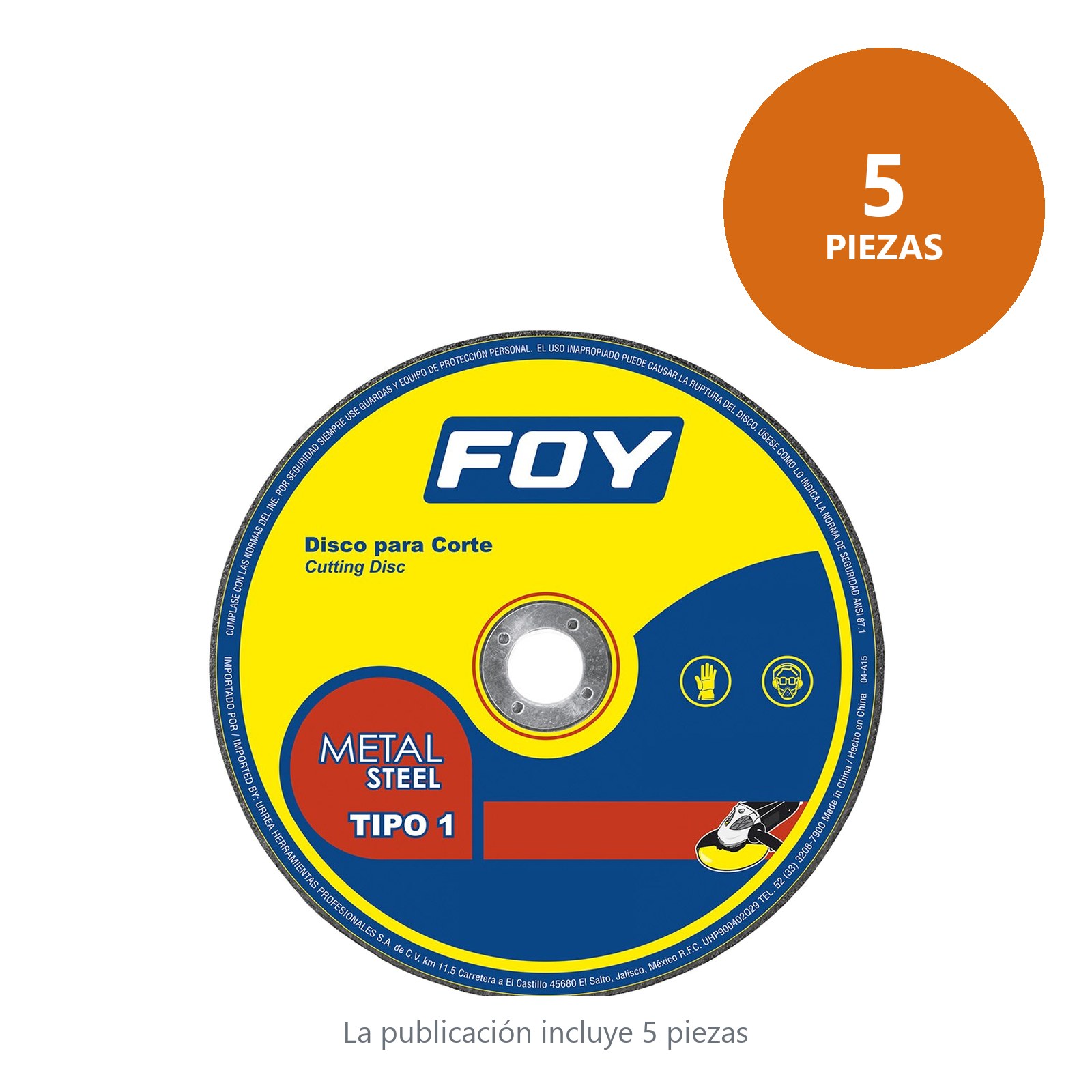 Disco abrasivo tipo 1 para metal 9" x 3 mm Foy - Imagen 2