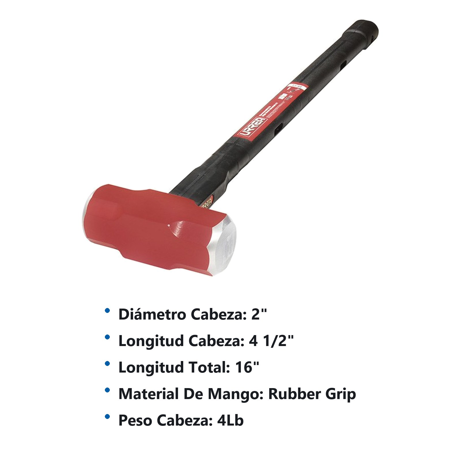 Marro irrompible con mango Rubber grip anti-vibración de 16", 4 lb Urrea - Imagen 2