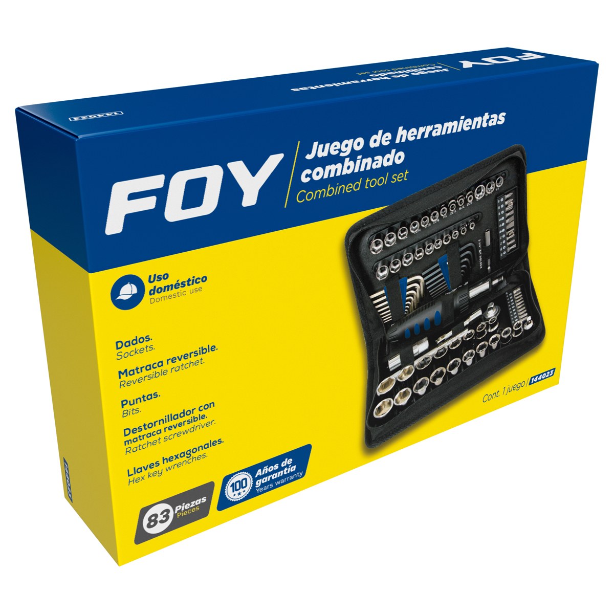 Juego combinado de herramienta 83 piezas, con estuche plástico Foy - Imagen 2