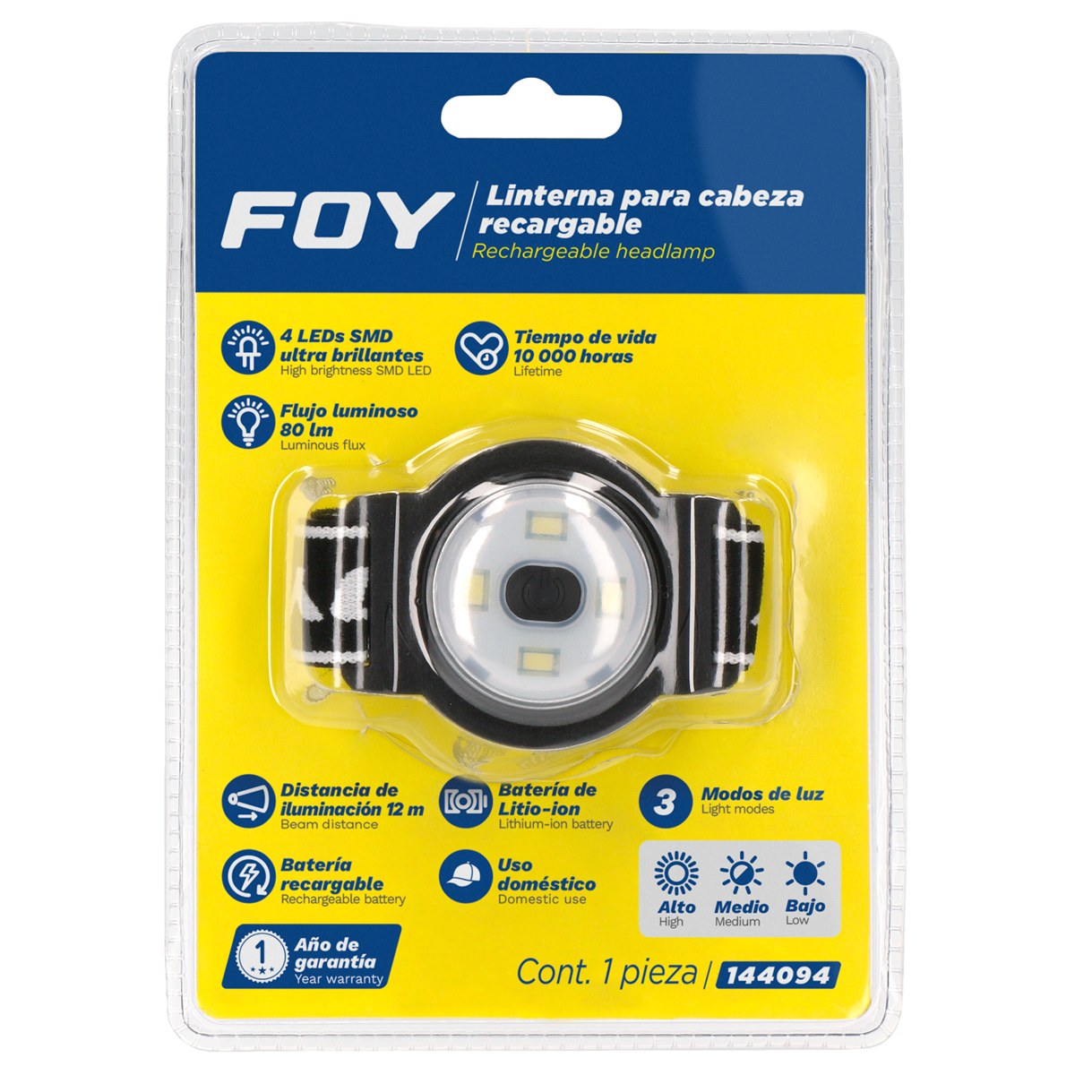 Linterna de LED para cabeza recargable de 80 lm Foy - Imagen 2