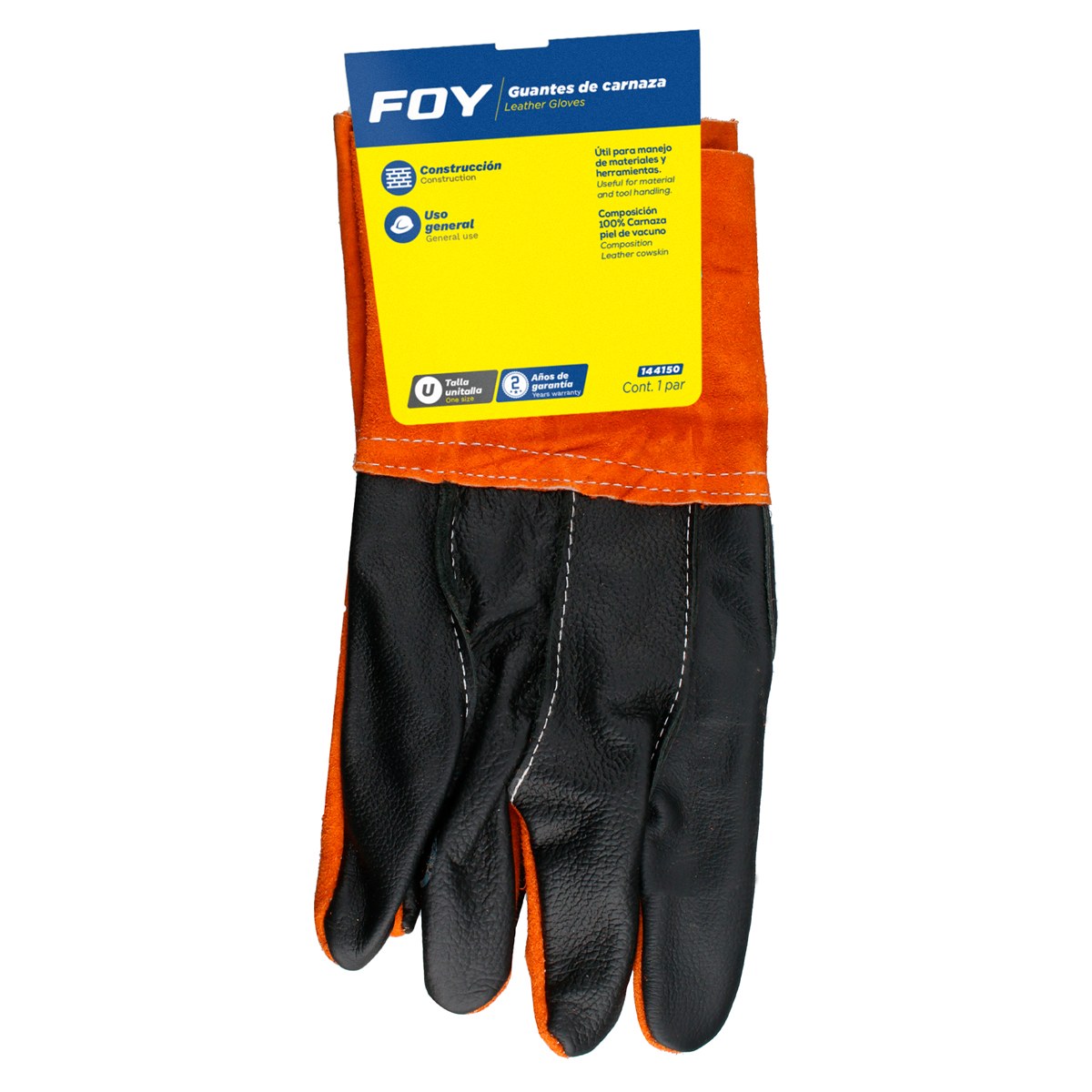 Guantes de carnaza puño largo unitalla Foy - Imagen 2