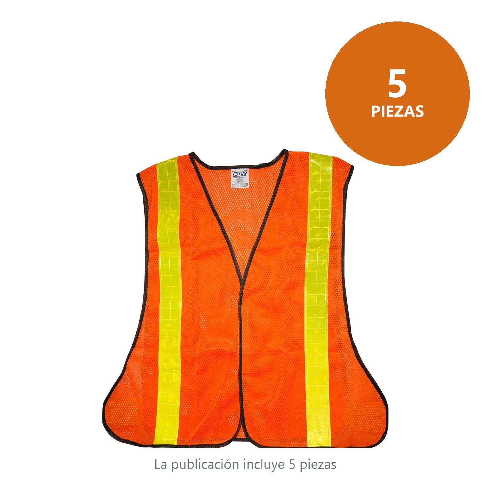 Chaleco de seguridad de malla de poliéster con cintas reflejantes prismáticas naranja unit Foy - Imagen 3