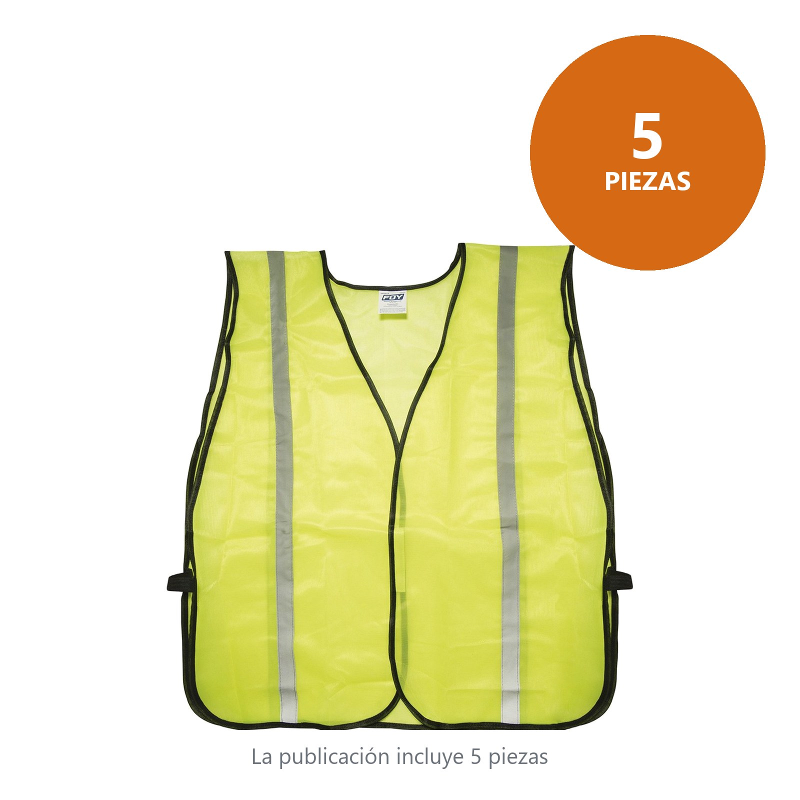 Chaleco de seguridad de malla de poliéster de alta visibilidad amarillo unitalla Foy - Imagen 3