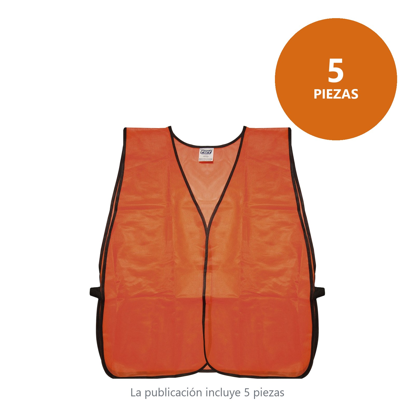 Chaleco de seguridad de malla de poliéster para uso de día naranja unitalla Foy - Imagen 3