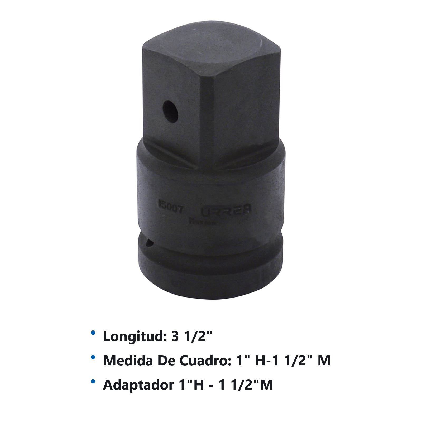 Adaptador con barreno pasado para dado de impacto cuadro de 1" hembra a 1-1/2" macho Urrea - Imagen 2