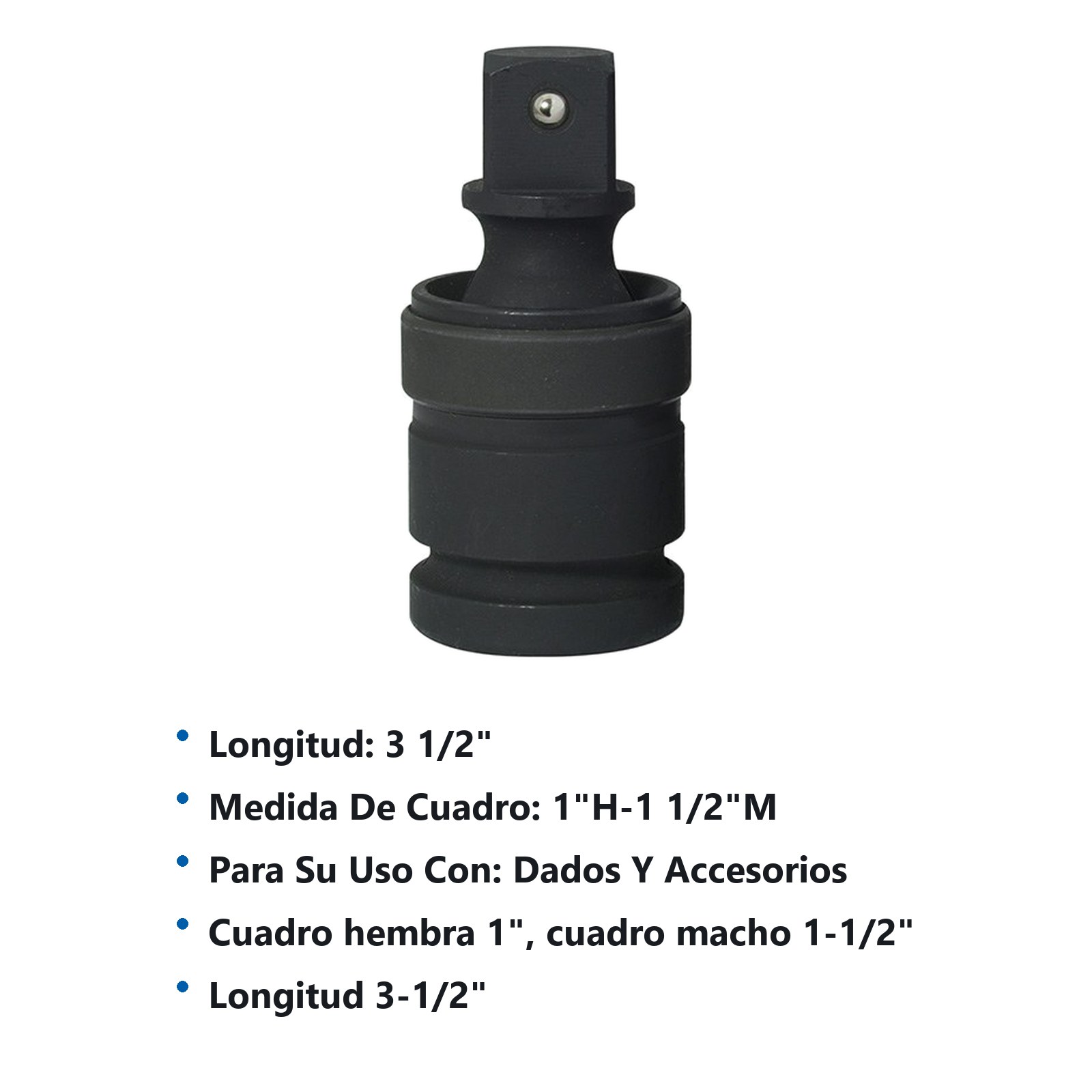 Adaptador con balín para dado de impacto cuadro de 1" hembra a 1-1/2" macho Urrea - Imagen 2