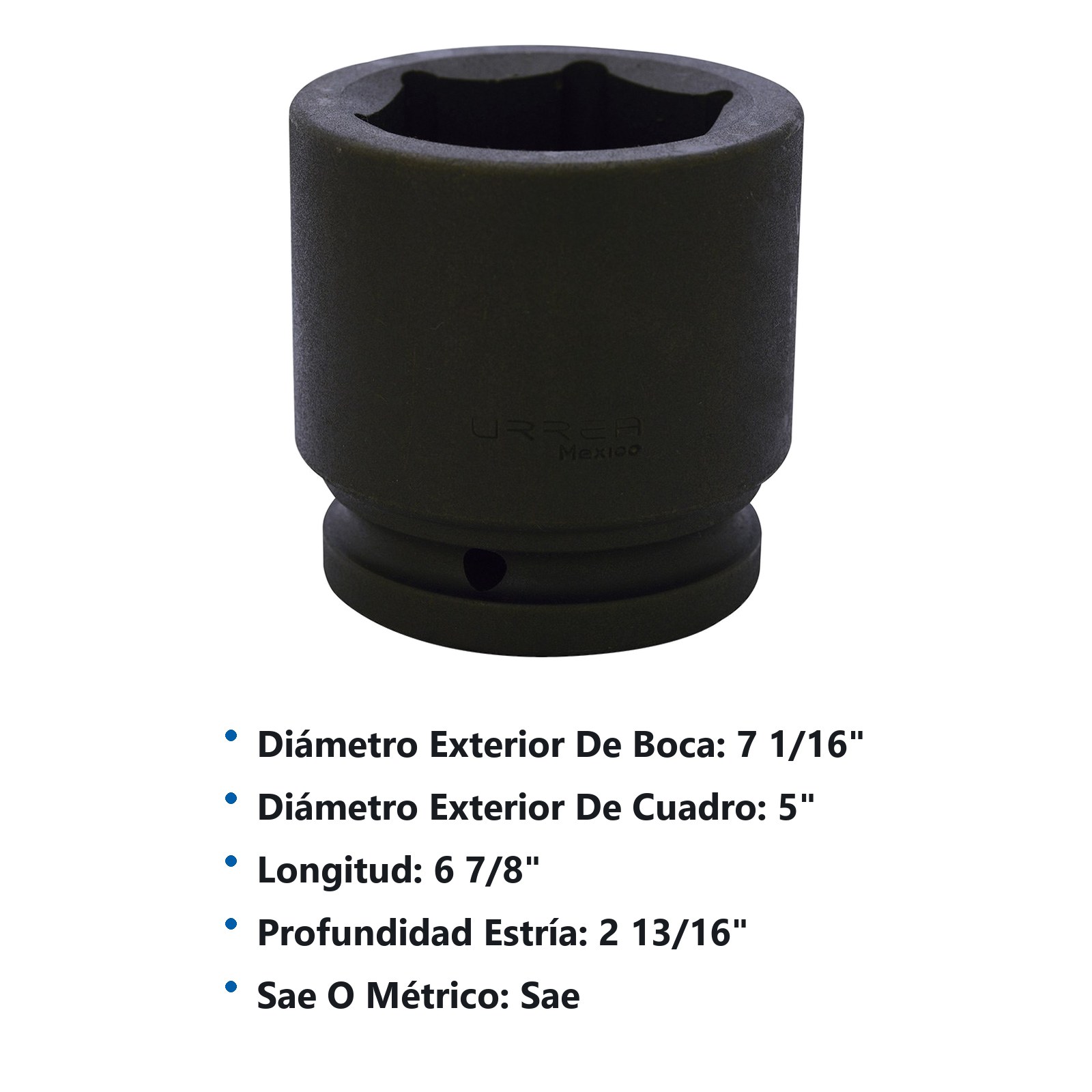 Dado de impacto cuadro de 1-1/2", 6 puntas, en pulgadas, 5" Urrea - Imagen 2