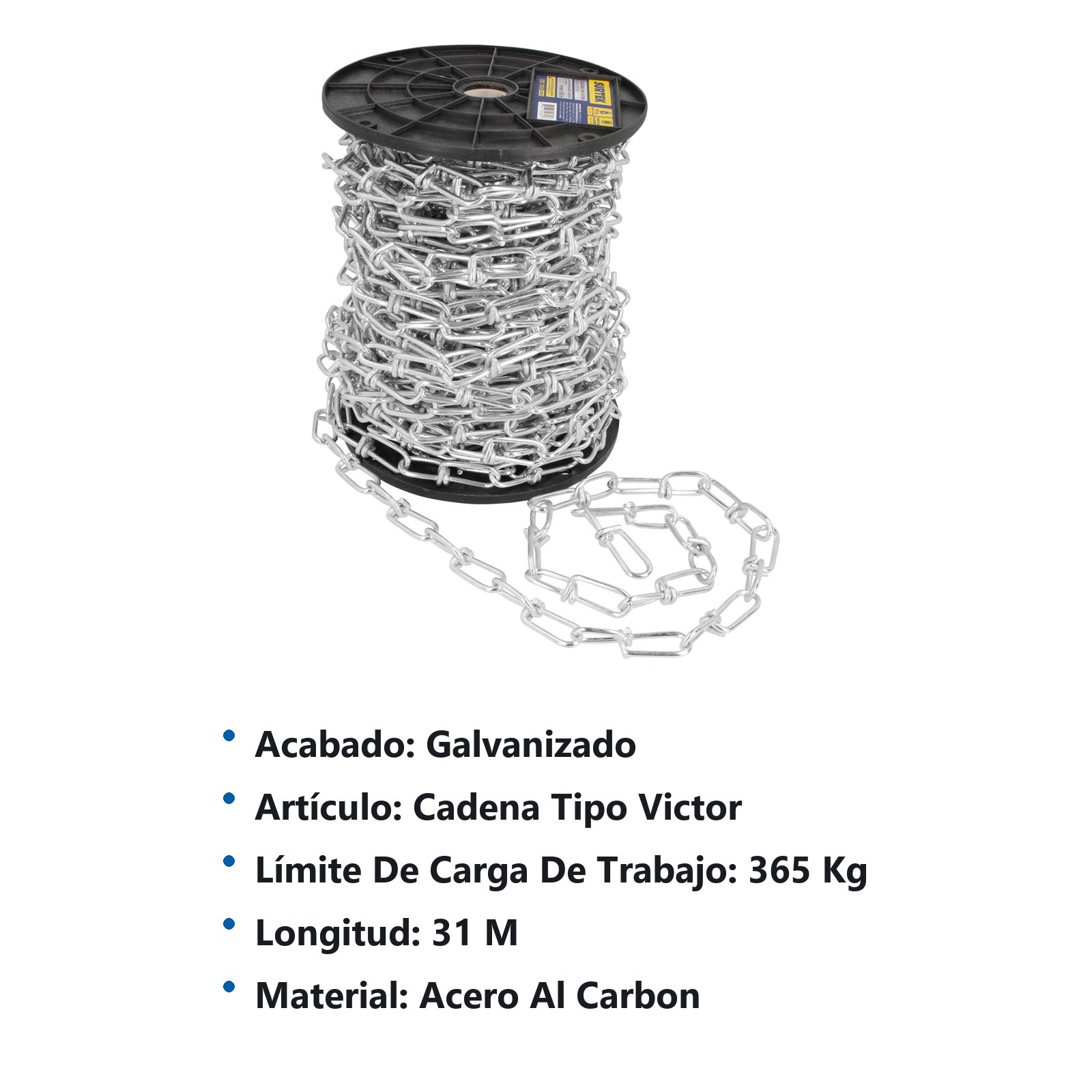 Cadena de acero al carbón tipo Víctor 2.5 mm x 30 m Surtek - Imagen 2