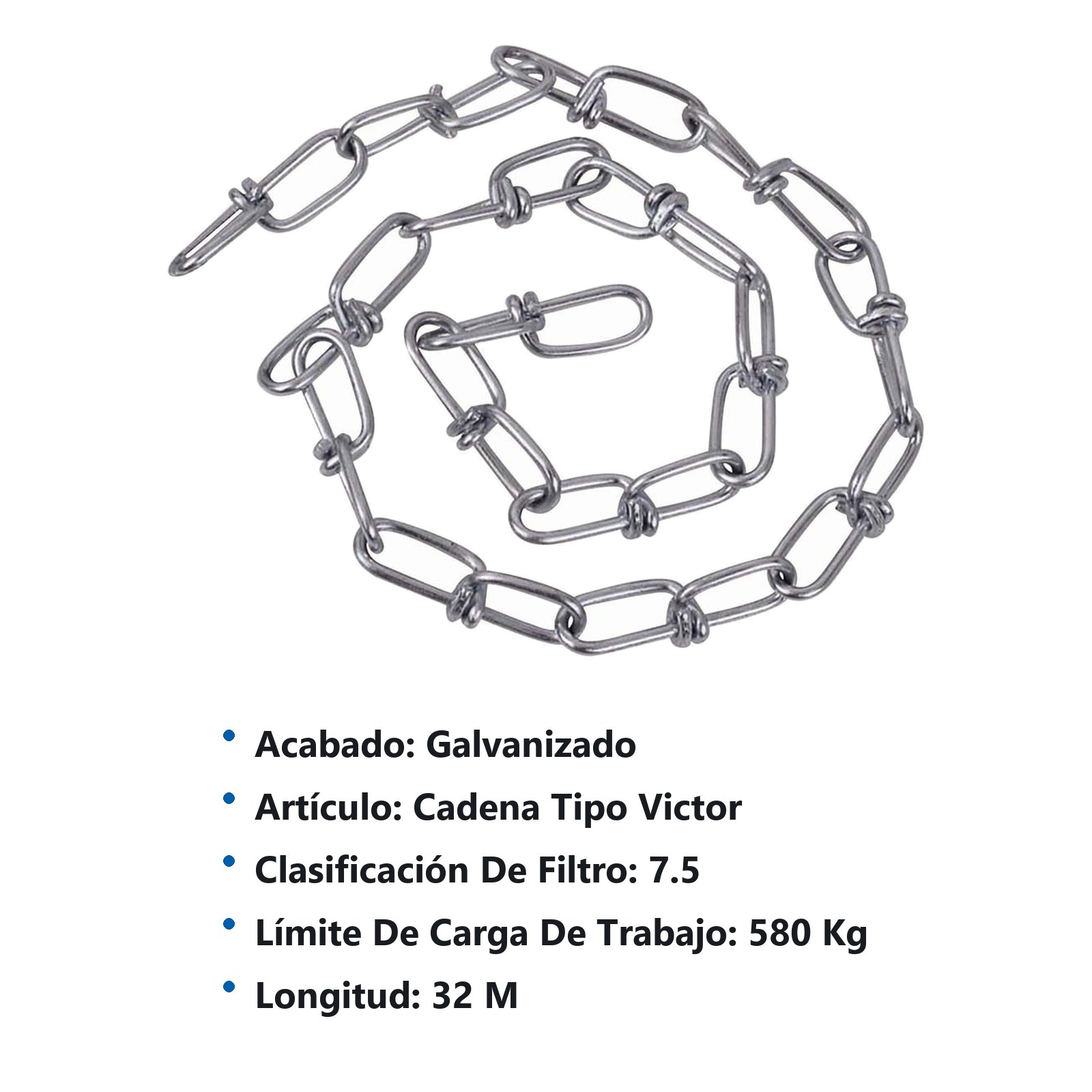Cadena de acero al carbón tipo Víctor 3 mm x 30 m Surtek - Imagen 2