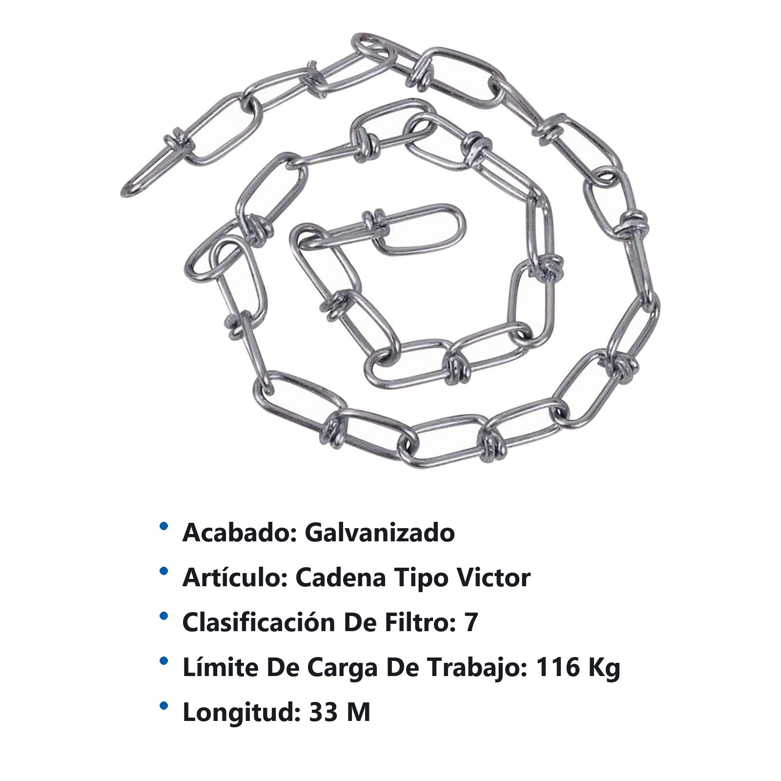 Cadena de acero al carbón tipo Víctor 3.4 mm x 30 m Surtek - Imagen 2