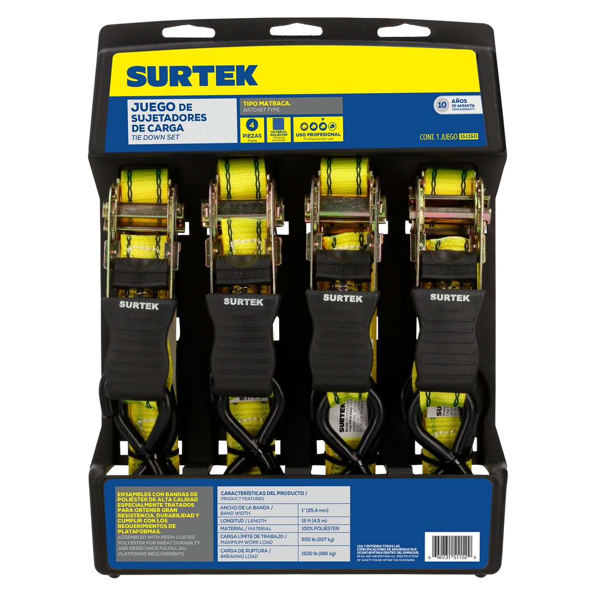 Juego de sujetadores tipo matraca, 4 piezas Surtek - Imagen 2