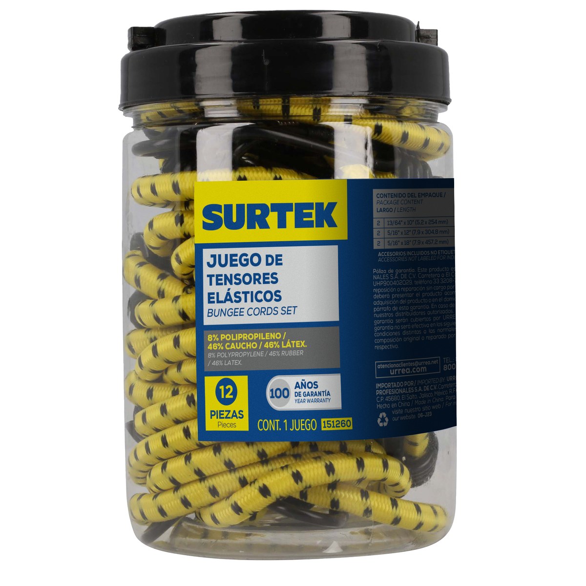 Juego de tensores elásticos, 12 piezas Surtek - Imagen 2