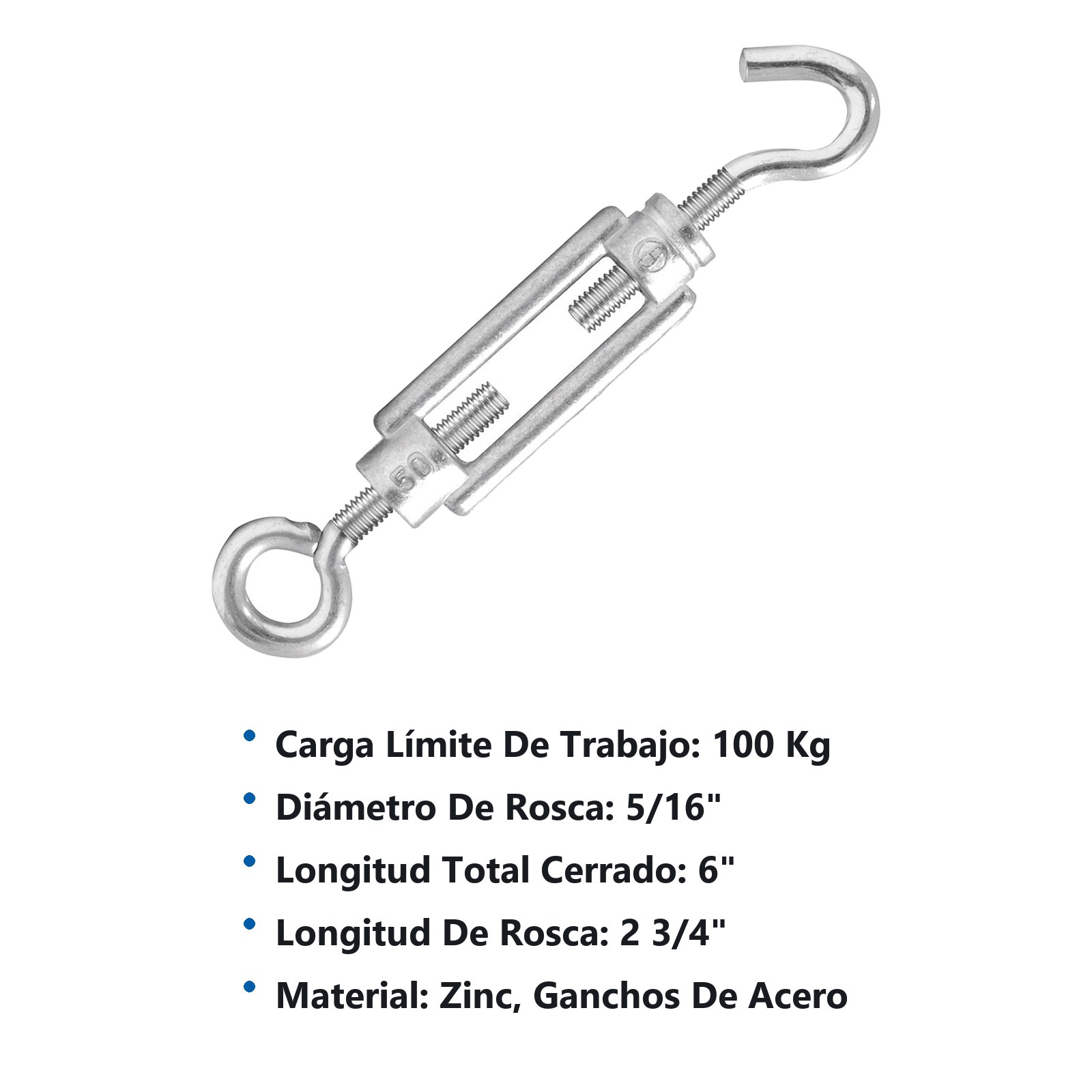 Tensor de zinc gancho - argolla 5/16" Surtek - Imagen 2